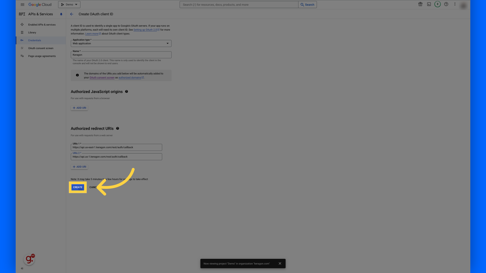 Click 'Create'