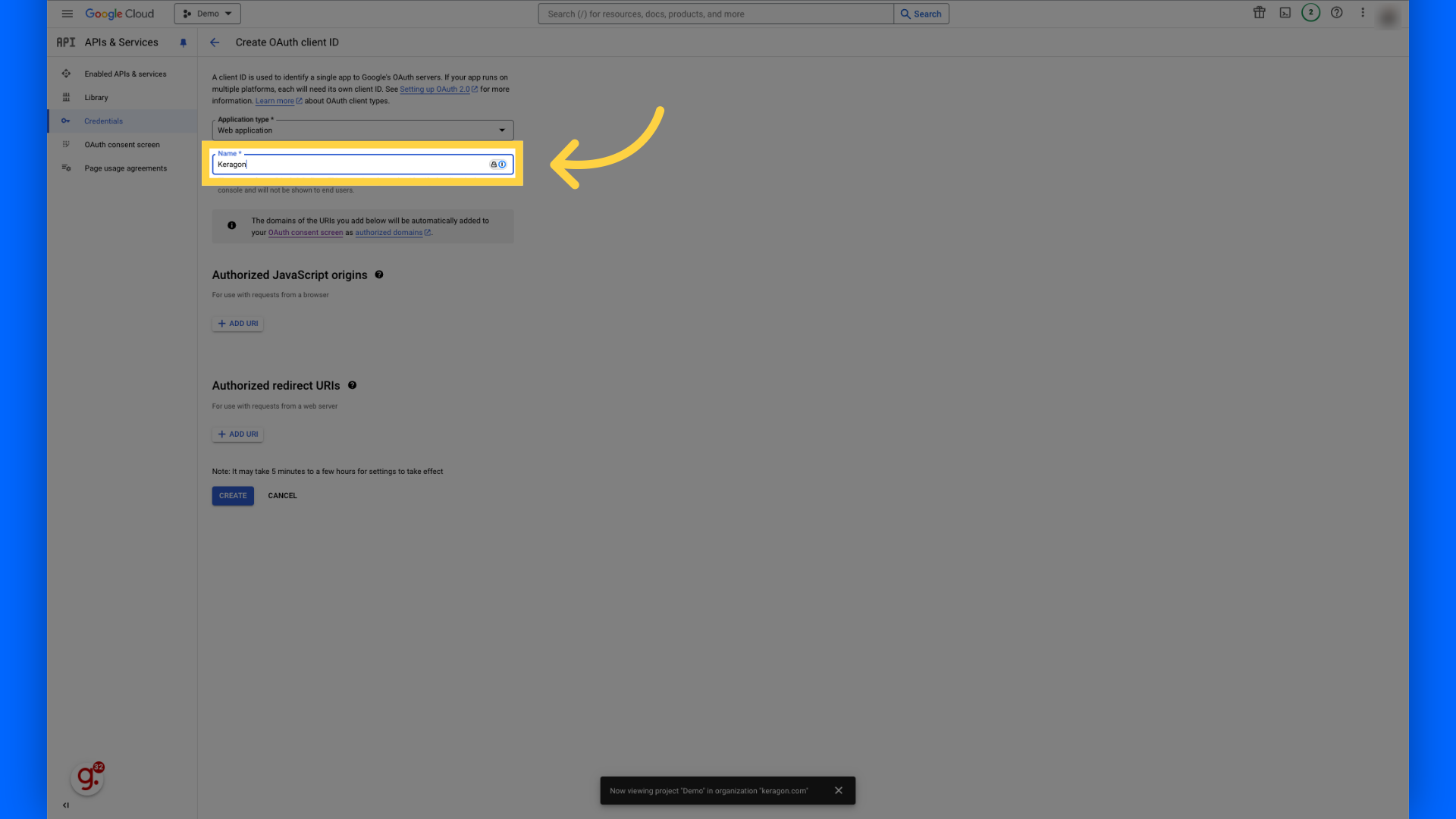Fill client name, eg Keragon