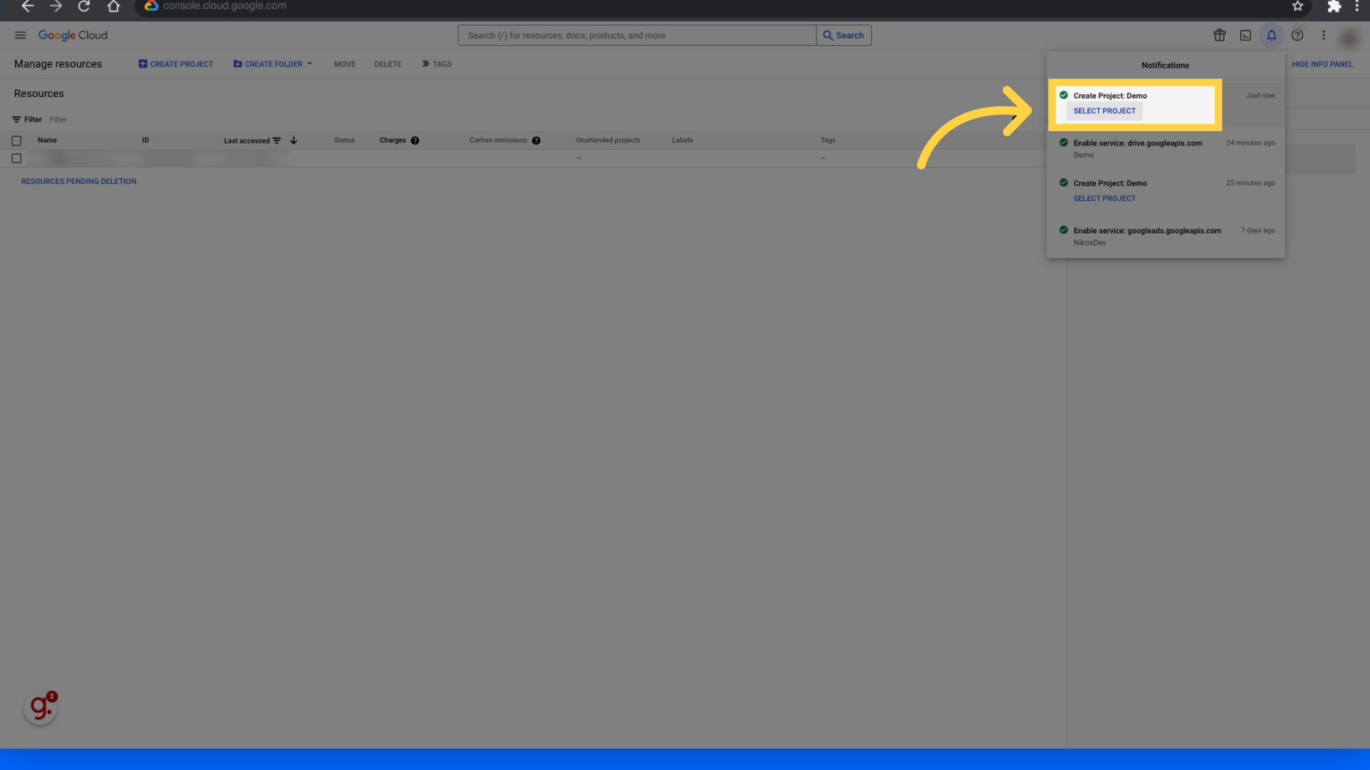 Click 'Select Project'