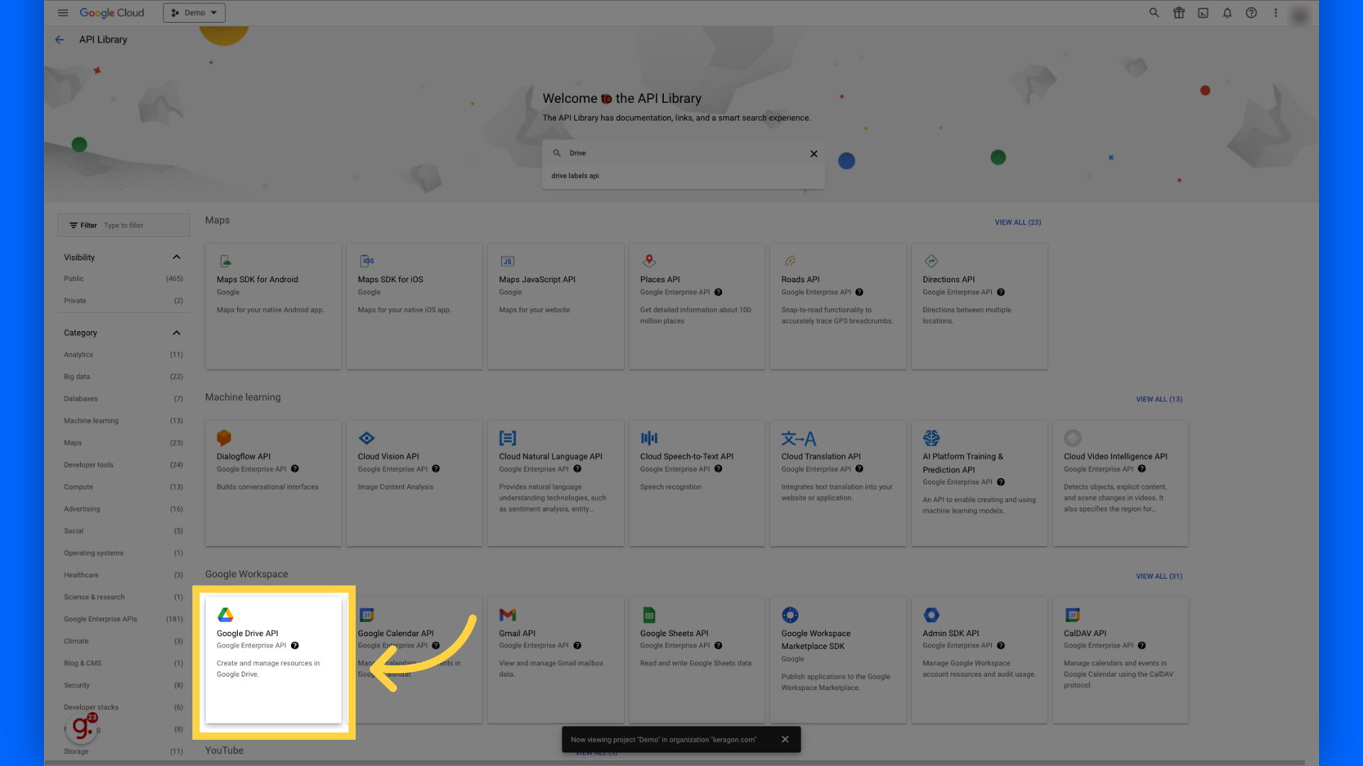 Click Google Drive API