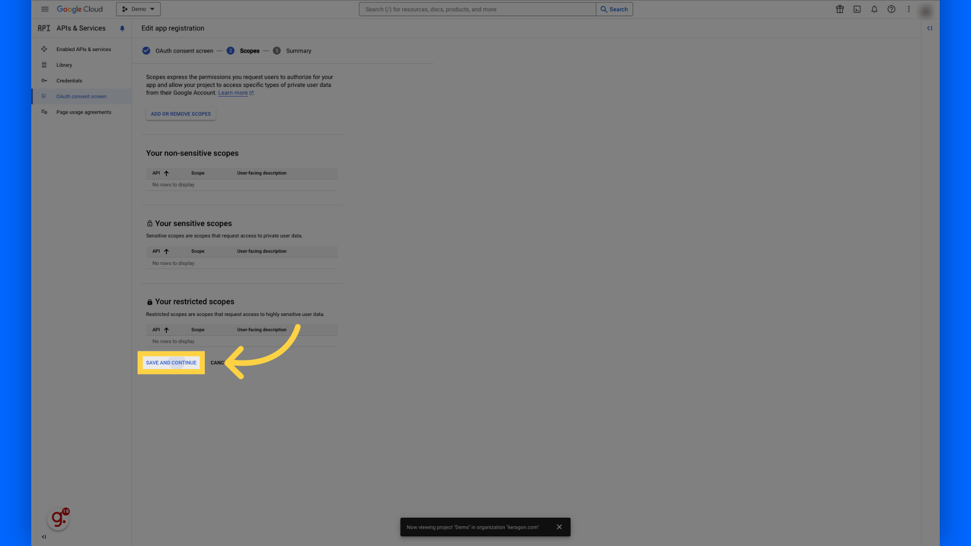 Click 'Save and continue'
