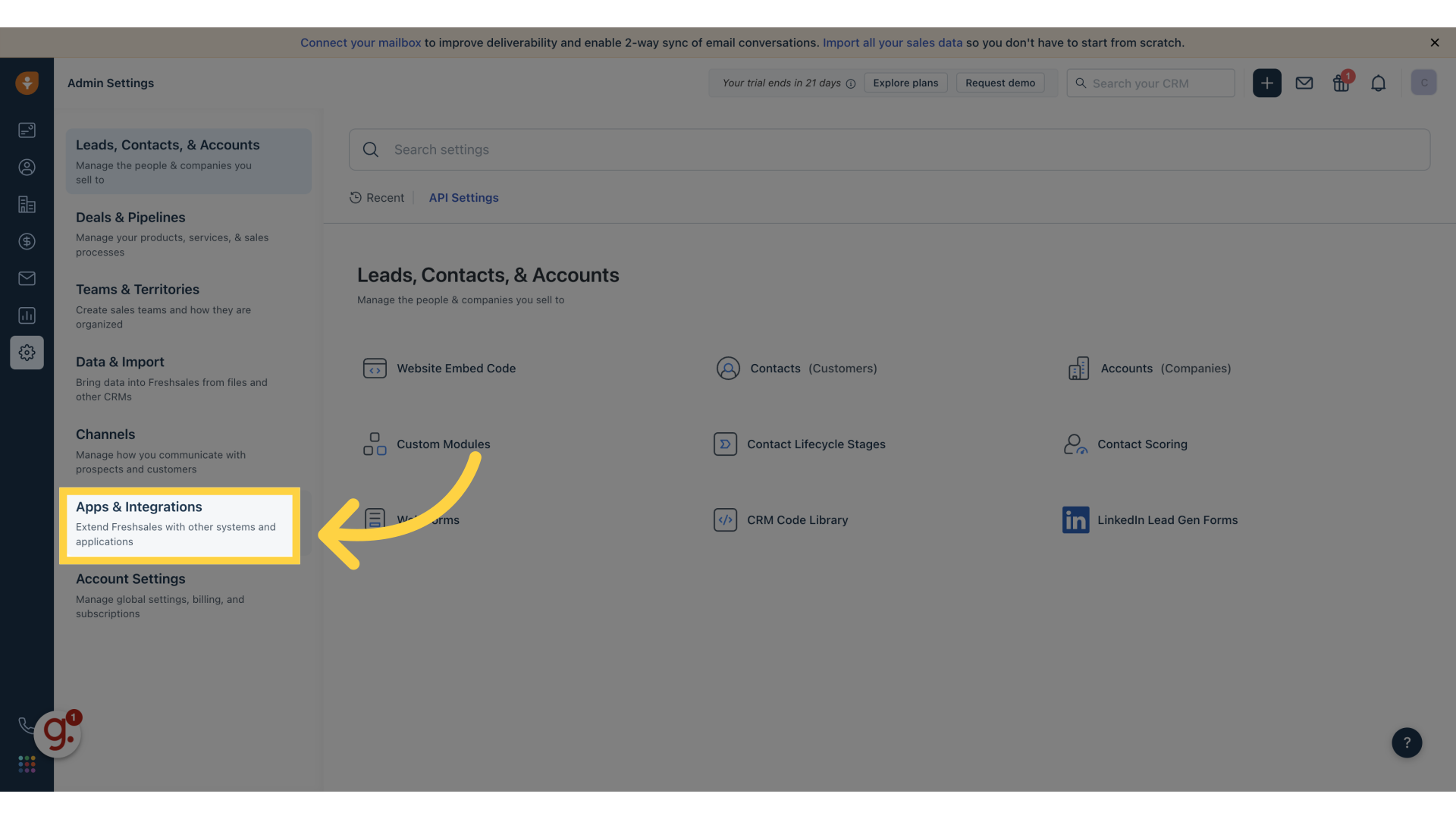 Click ''Apps & Integrations'
