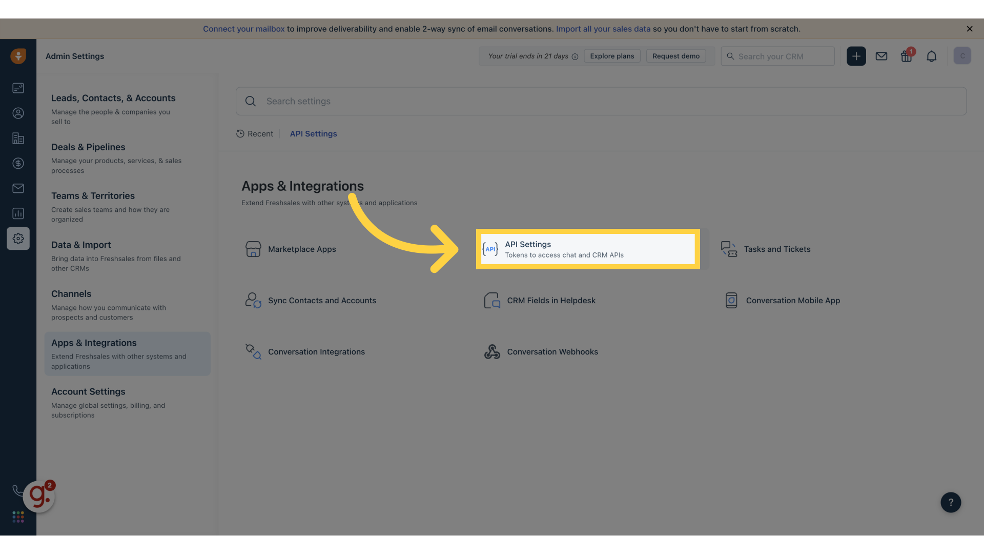 Click 'API Settings'