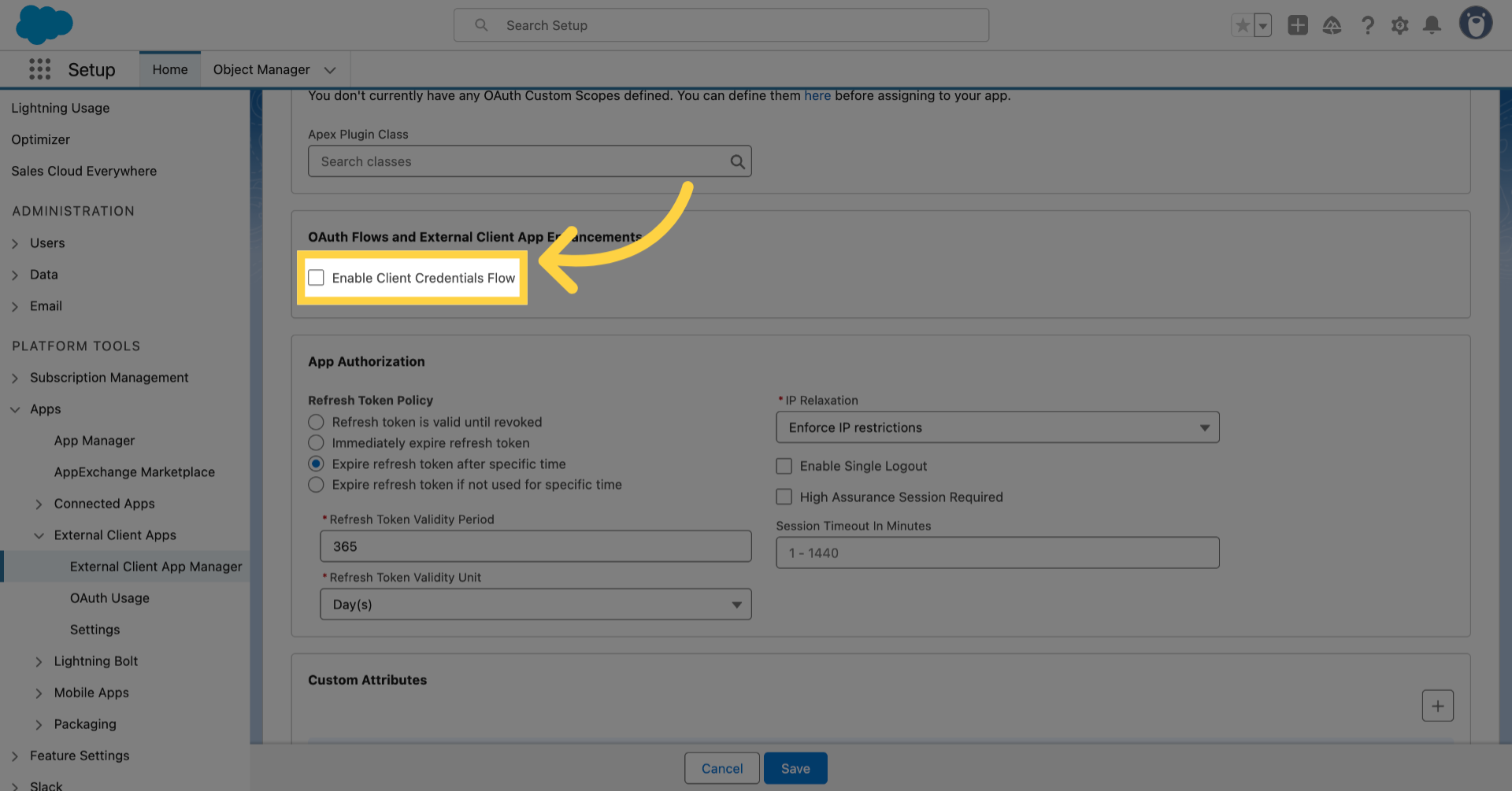 Enable Client Credentials Flow