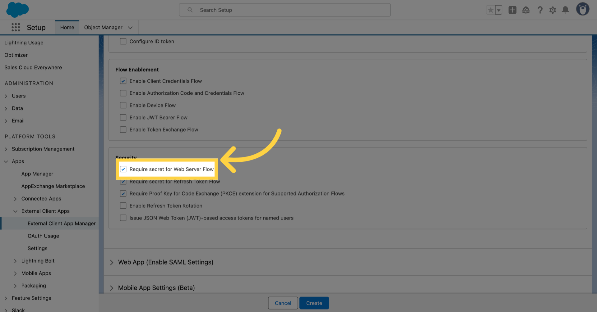 Uncheck the following