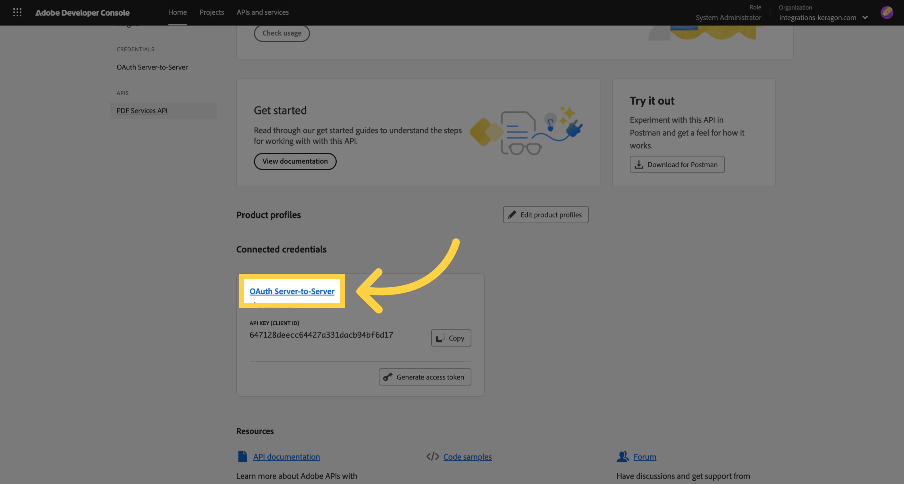 Access OAuth Server Settings
