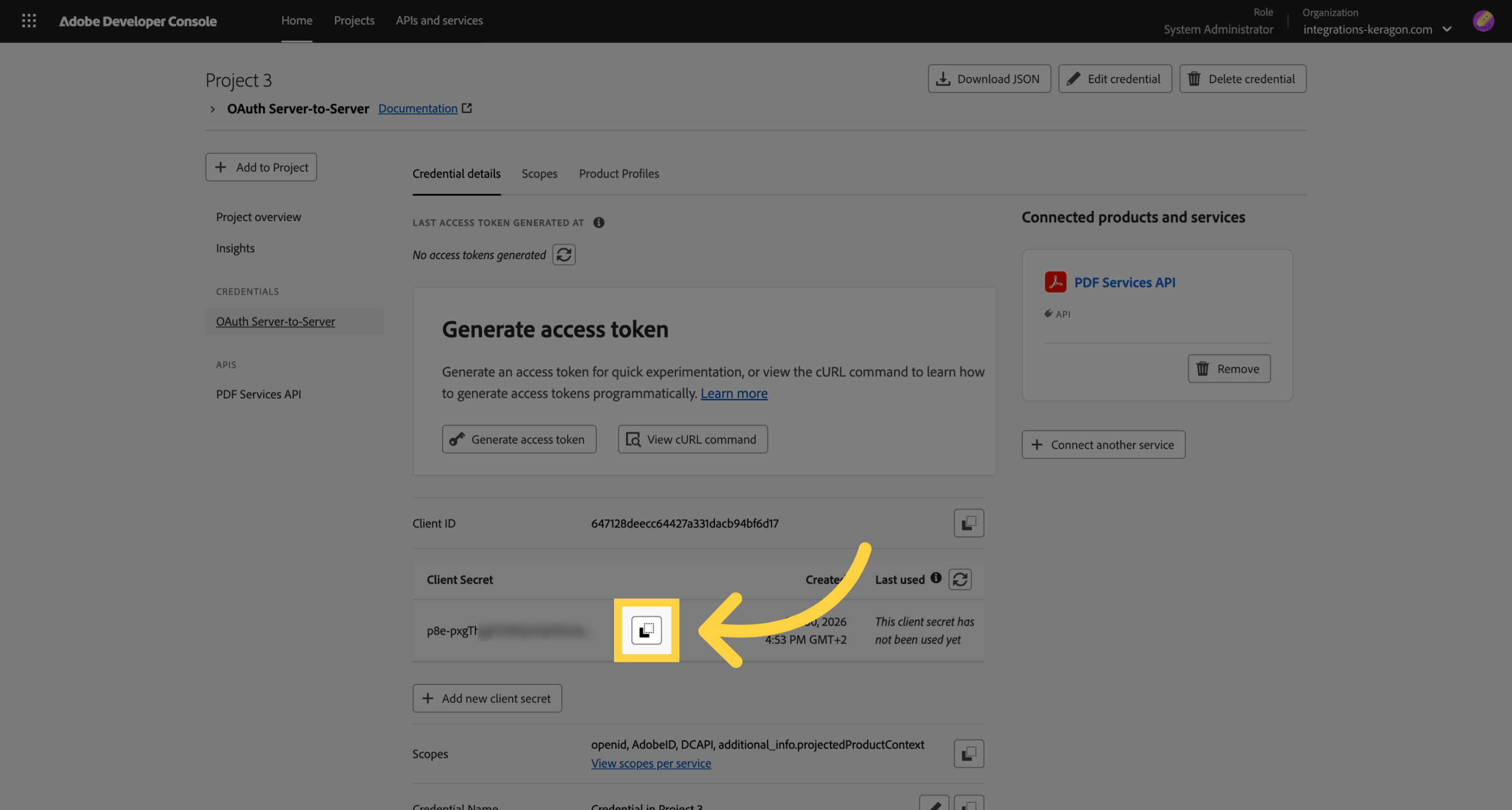 Copy Client Secret