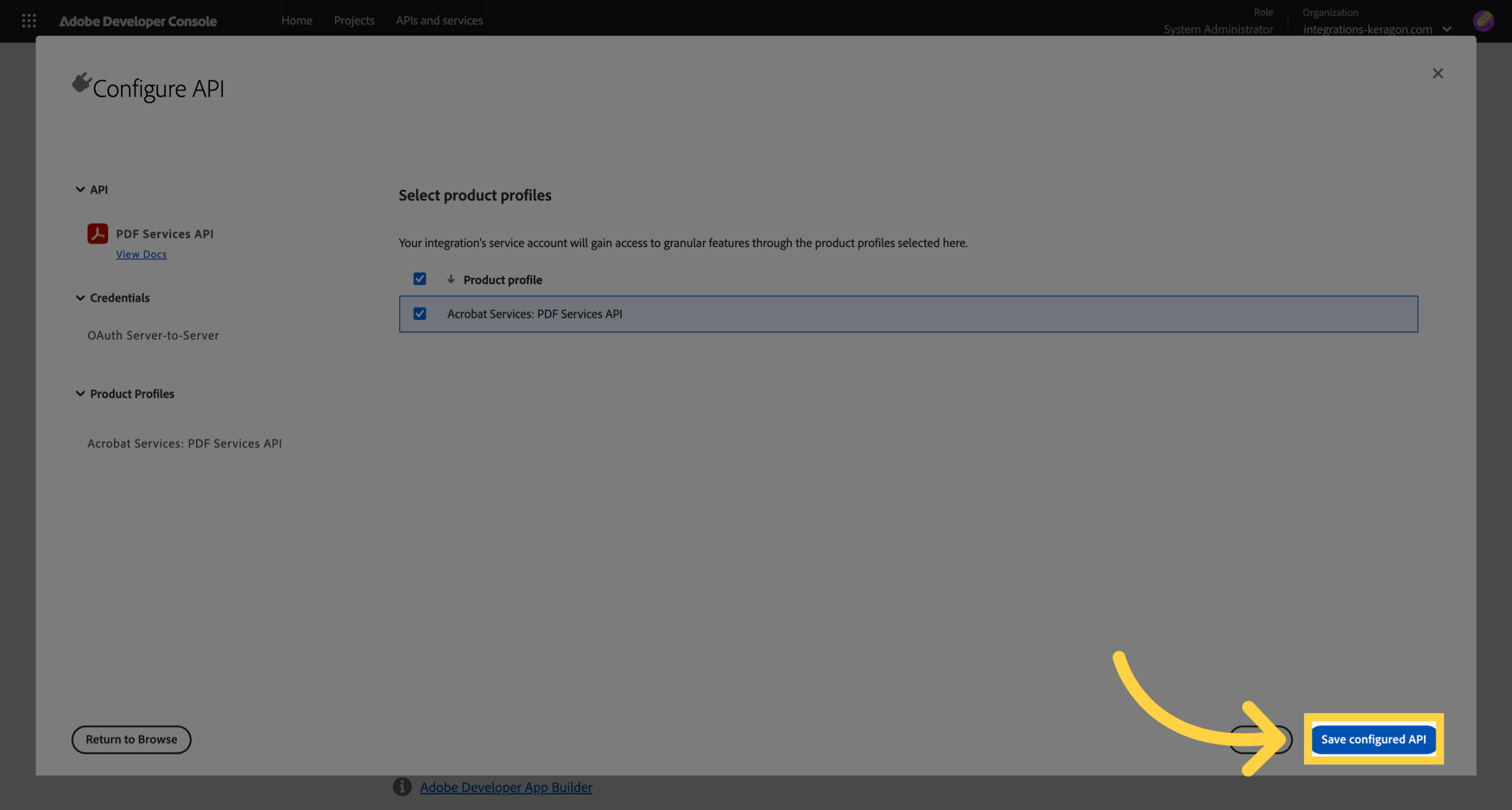 Save API Configuration