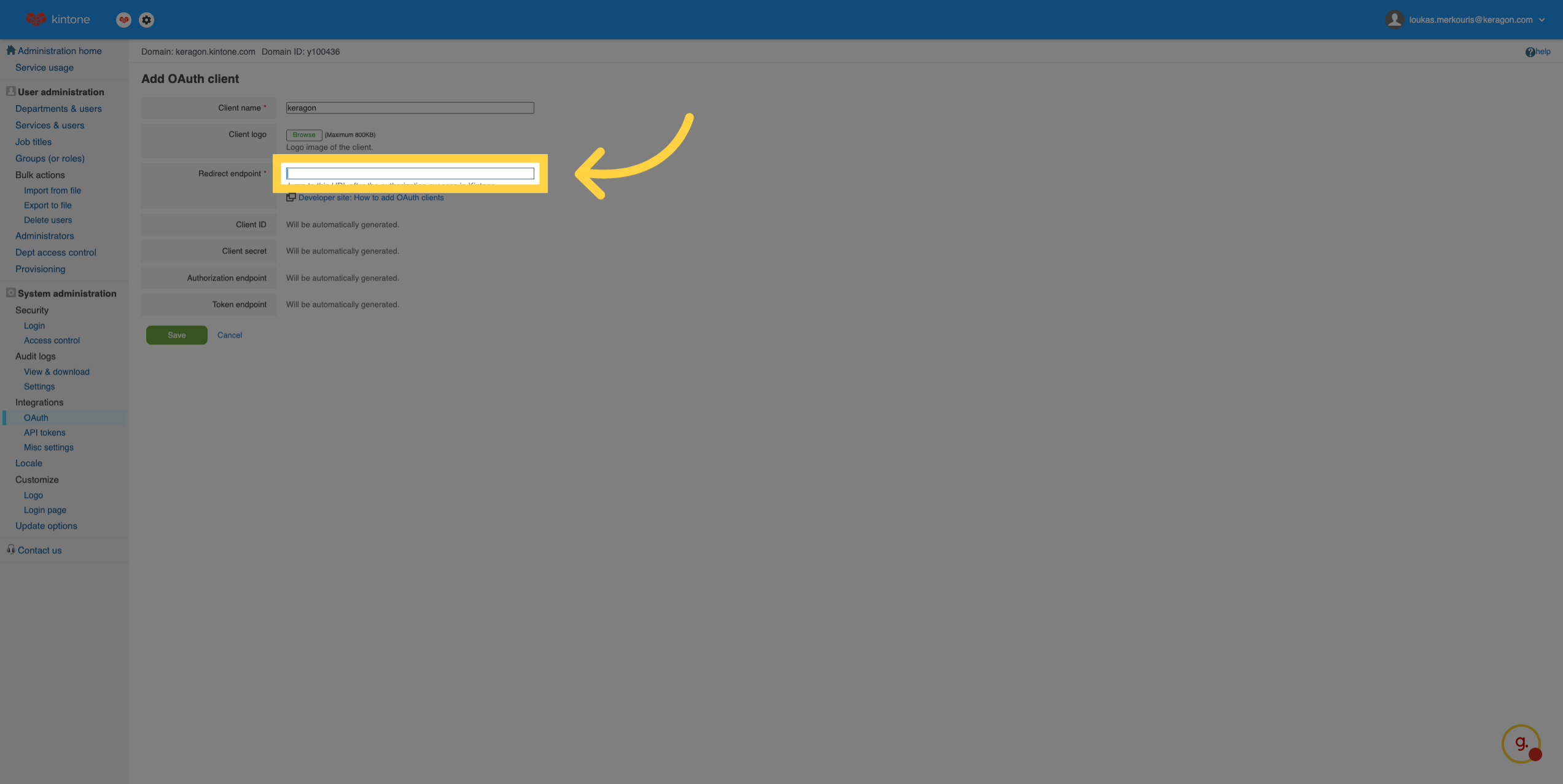 Select Redirect Endpoint Field