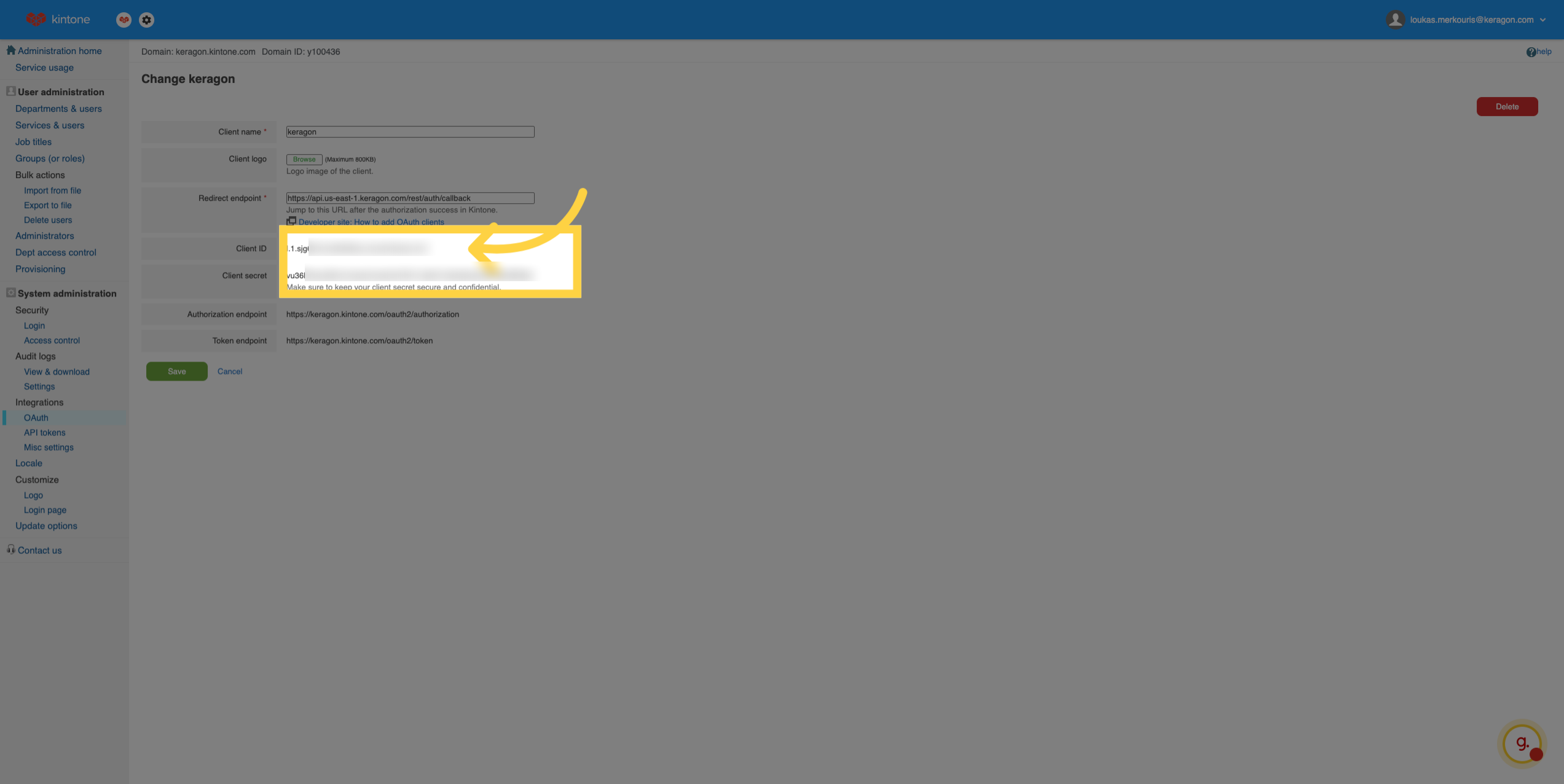 Open OAuth Client Details