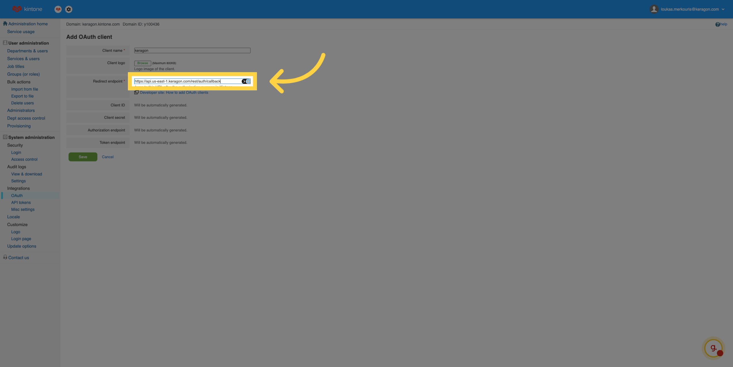 Input Redirect Endpoint URL