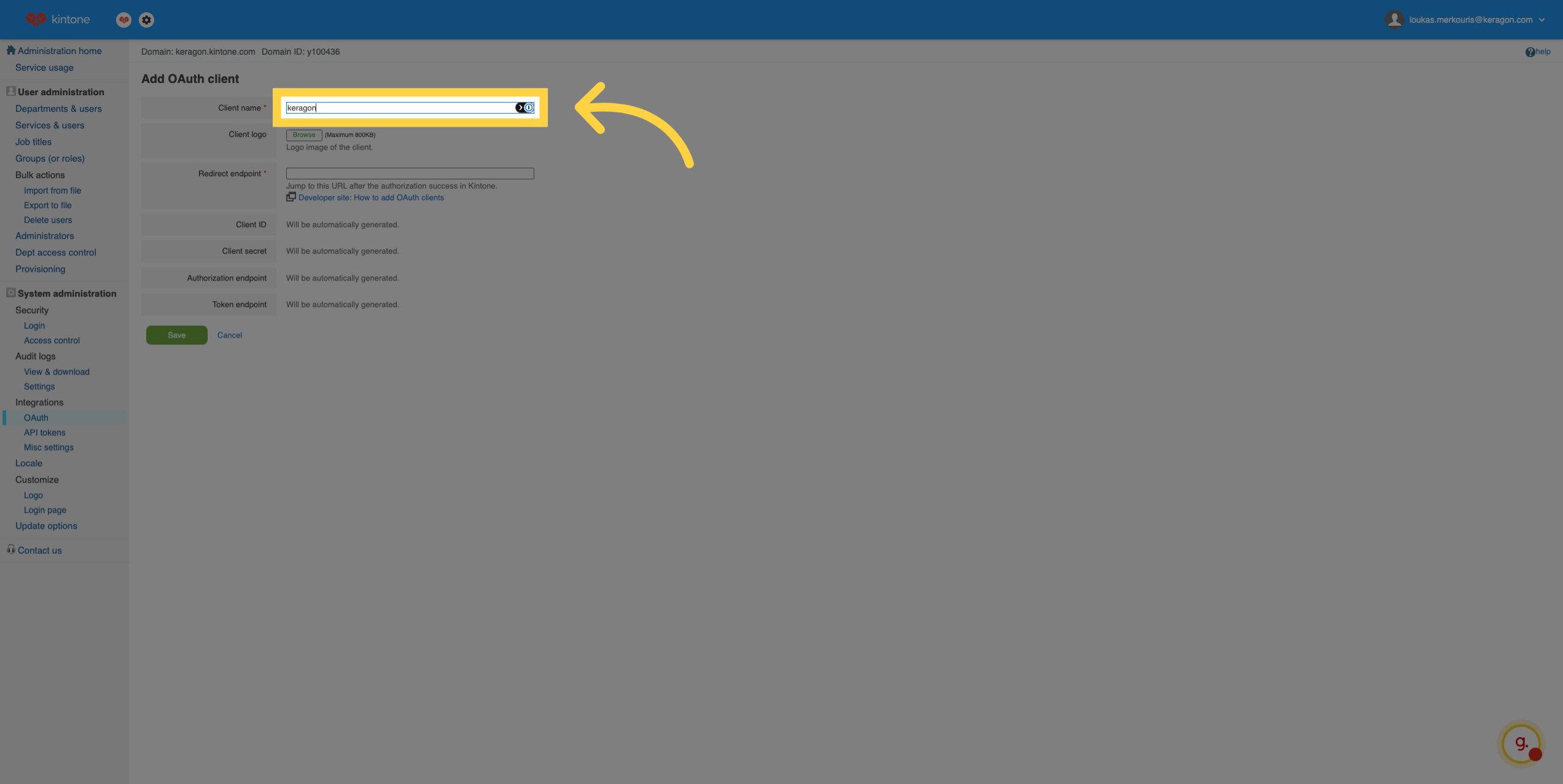 Enter Client Name