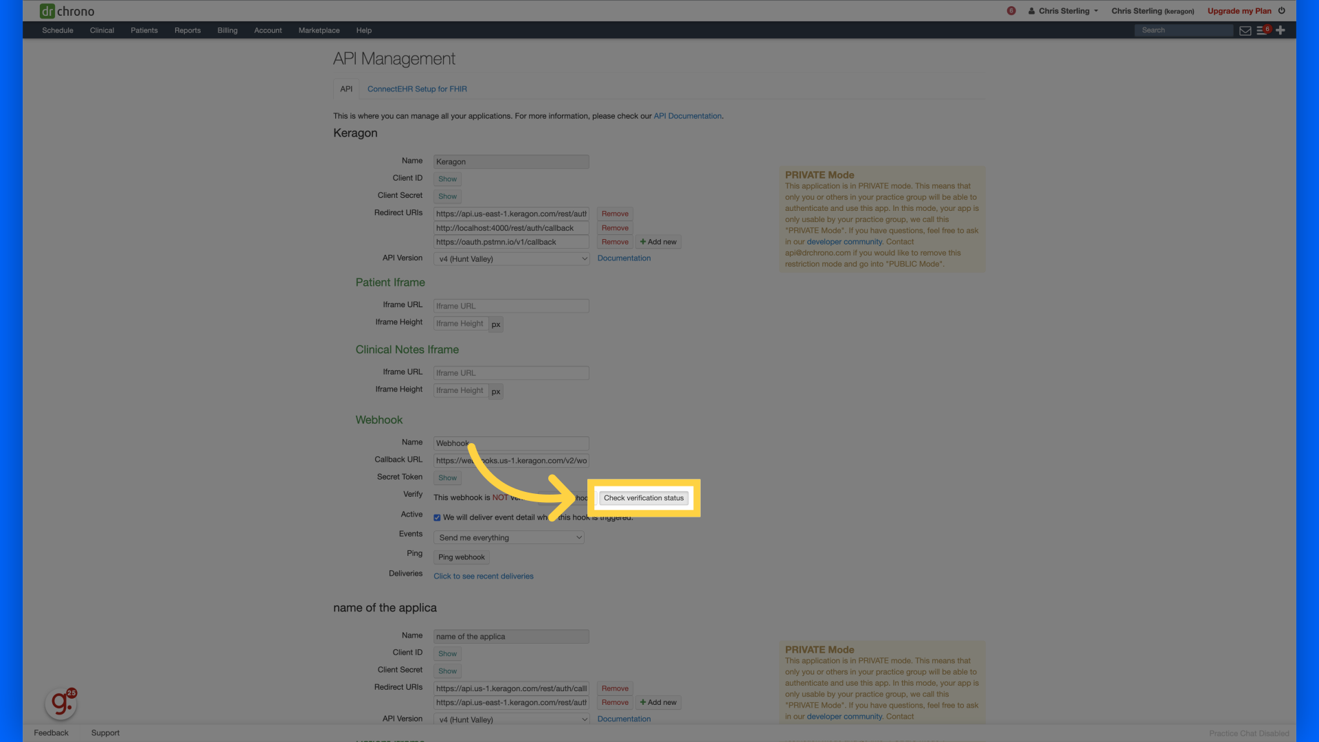 Click 'Check verification status'