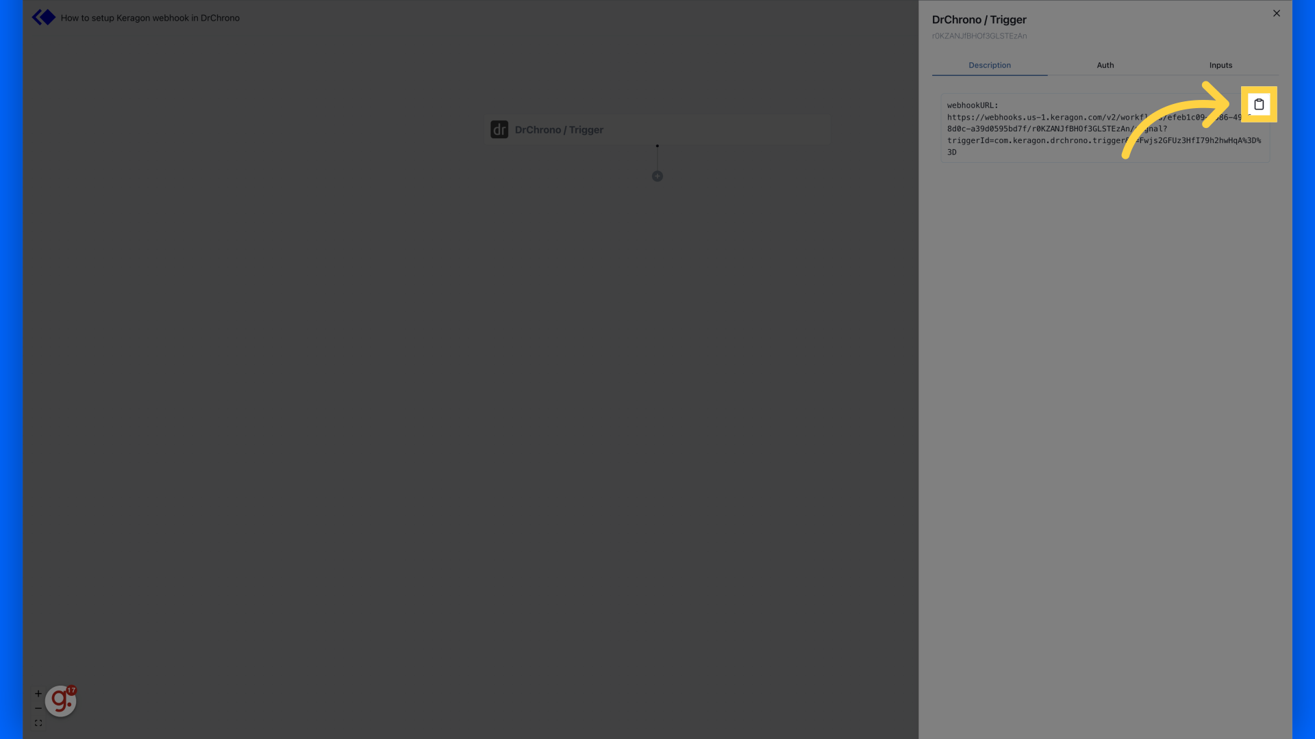 Click copy button on 'webhookURL'
