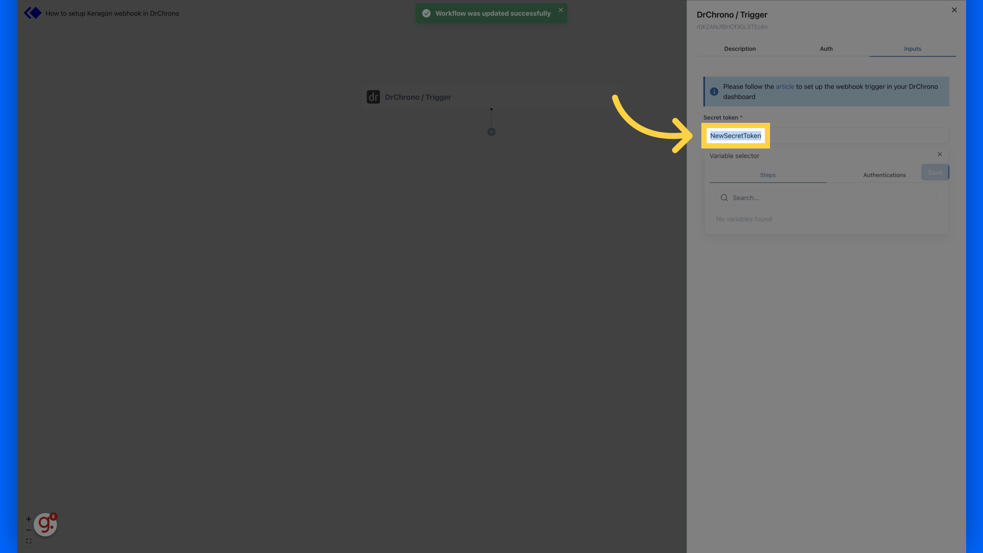 Click 'Secret token' value