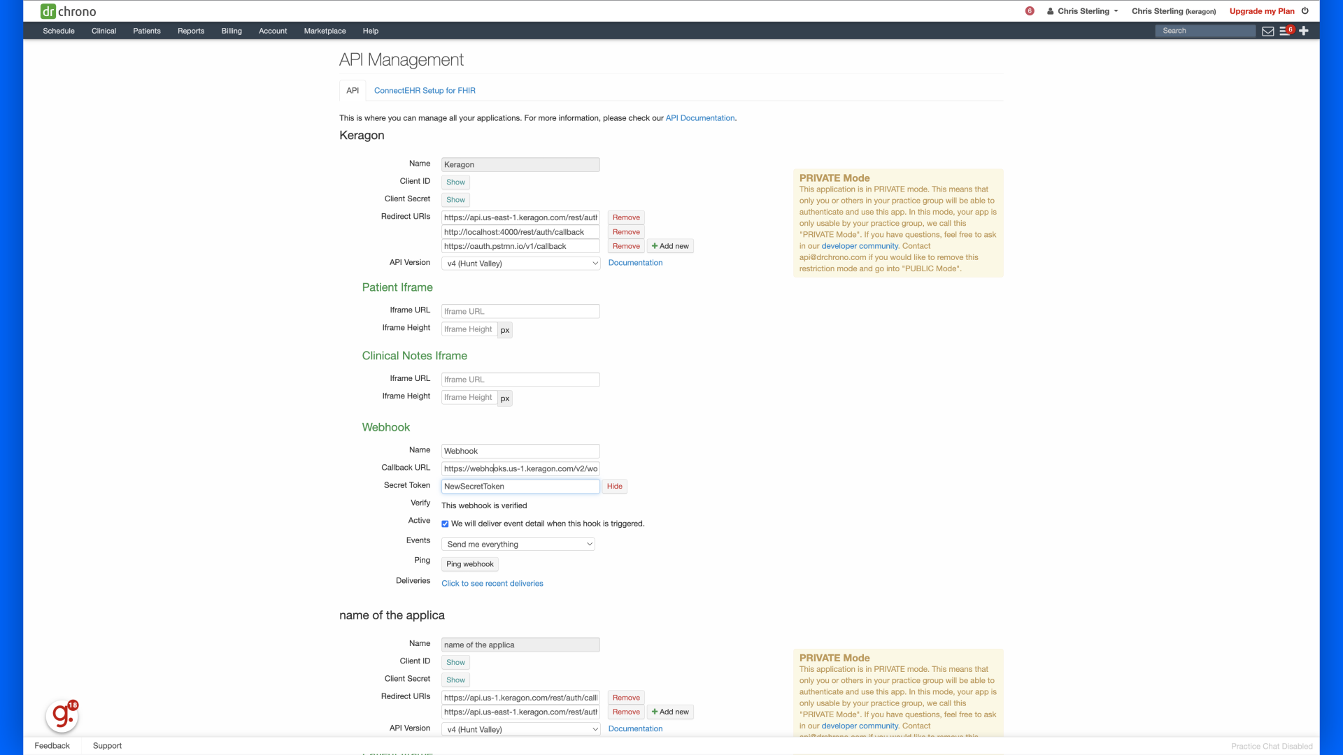 Switch to DrChrono dashboard