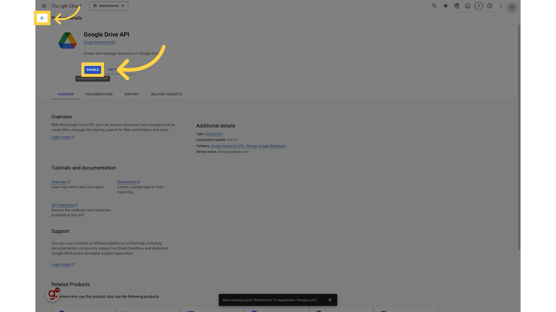 Click 'Enable'