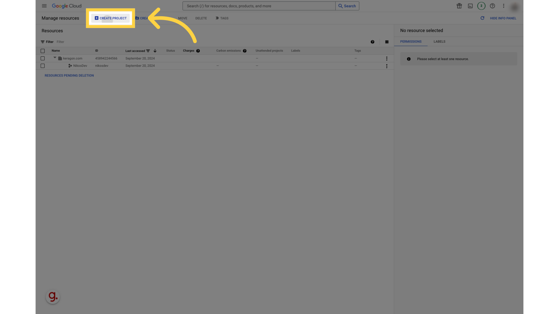 Click 'Create project'