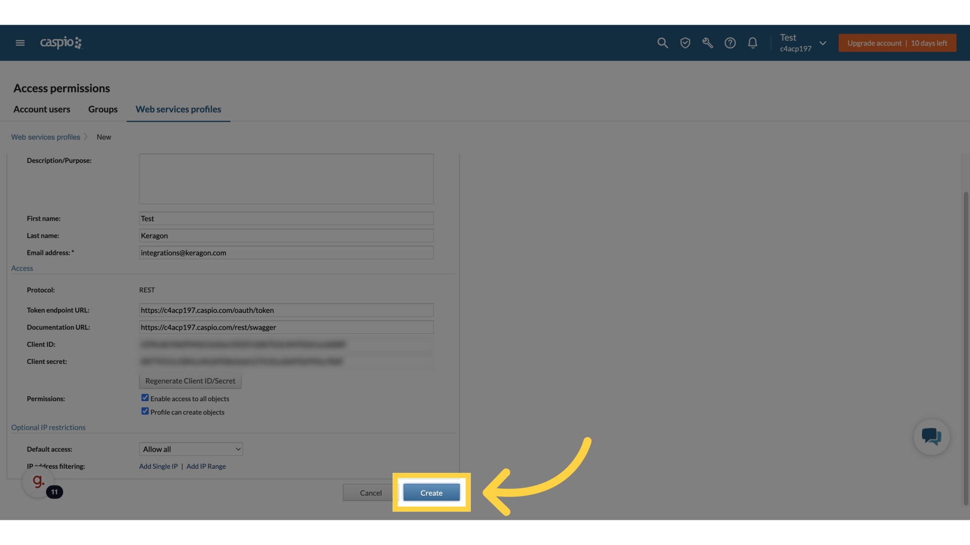 Click 'Create'