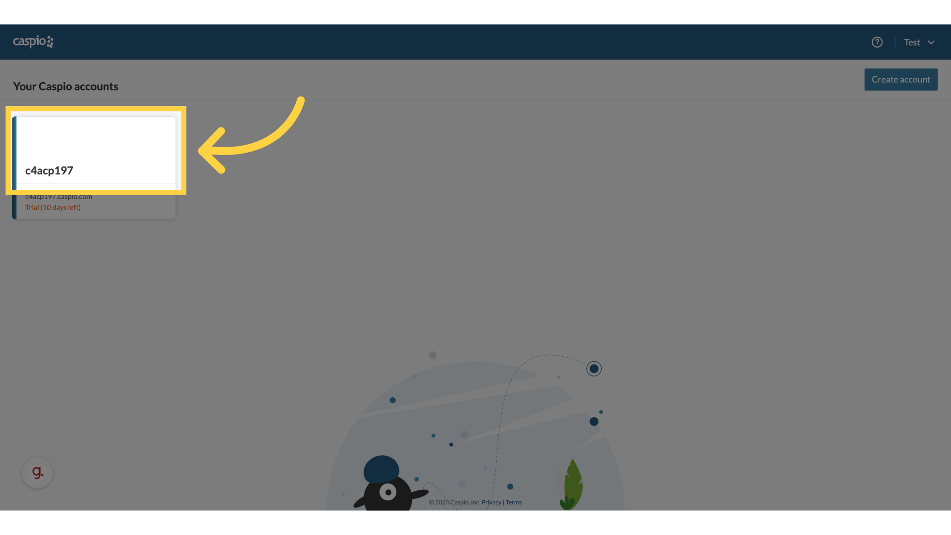 Click on your account