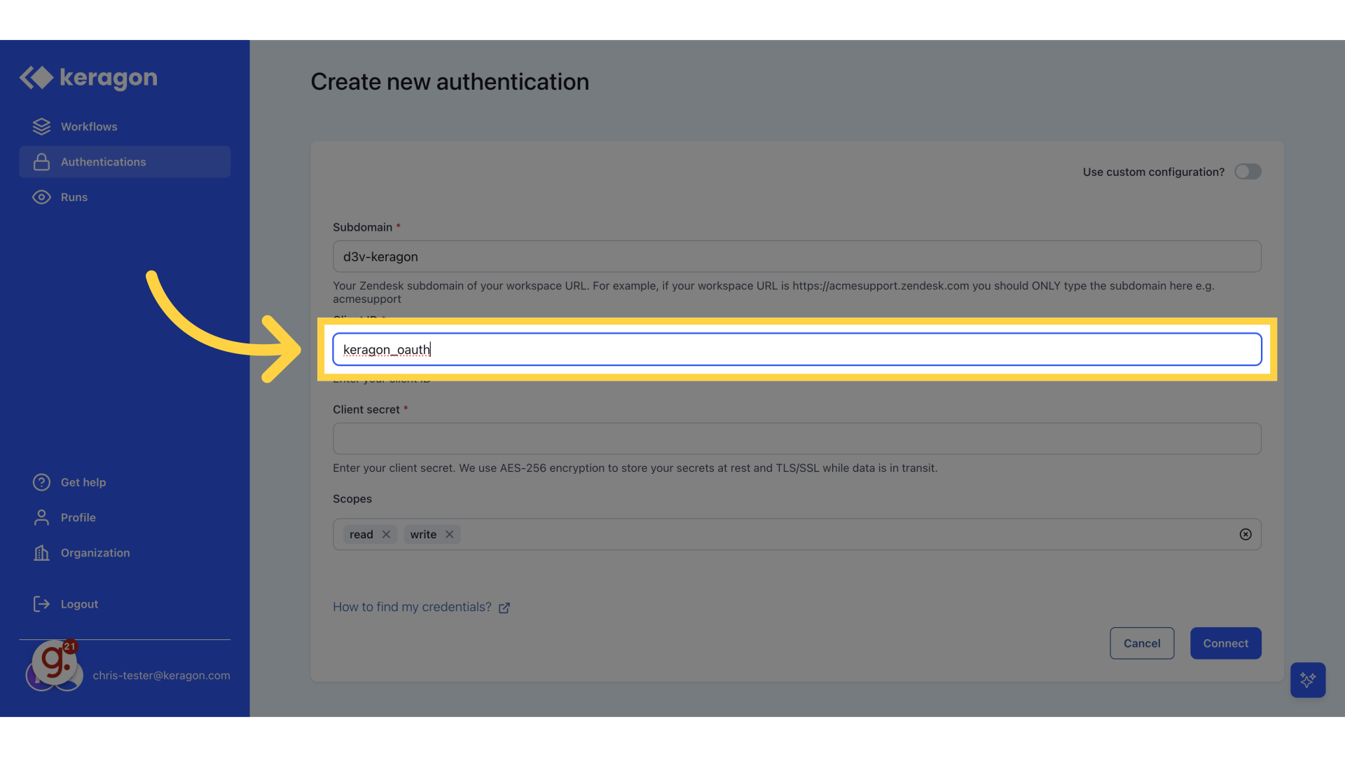 Paste it as 'Client ID'