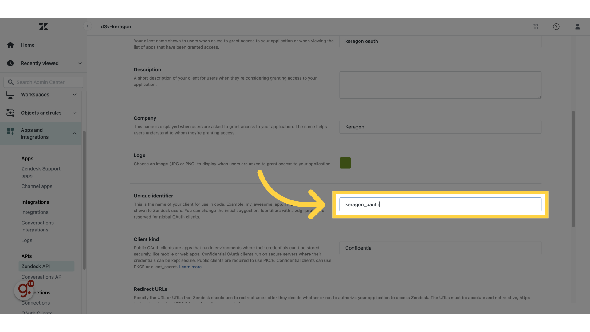 Copy the 'Unique identifier'
