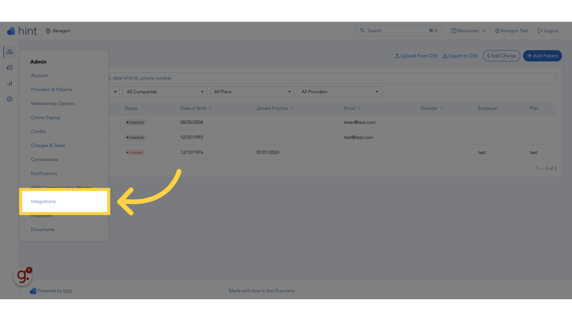 Click 'Integrations'