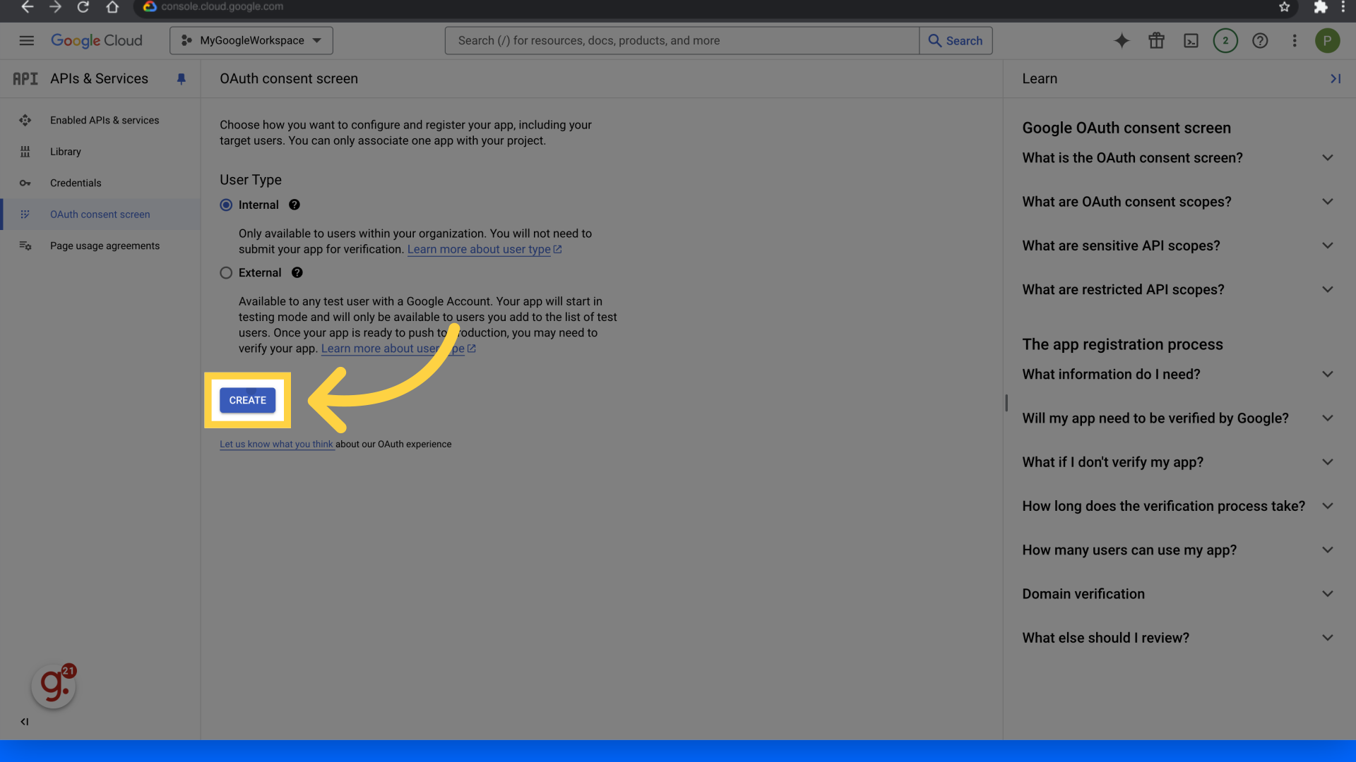 Click 'Create'