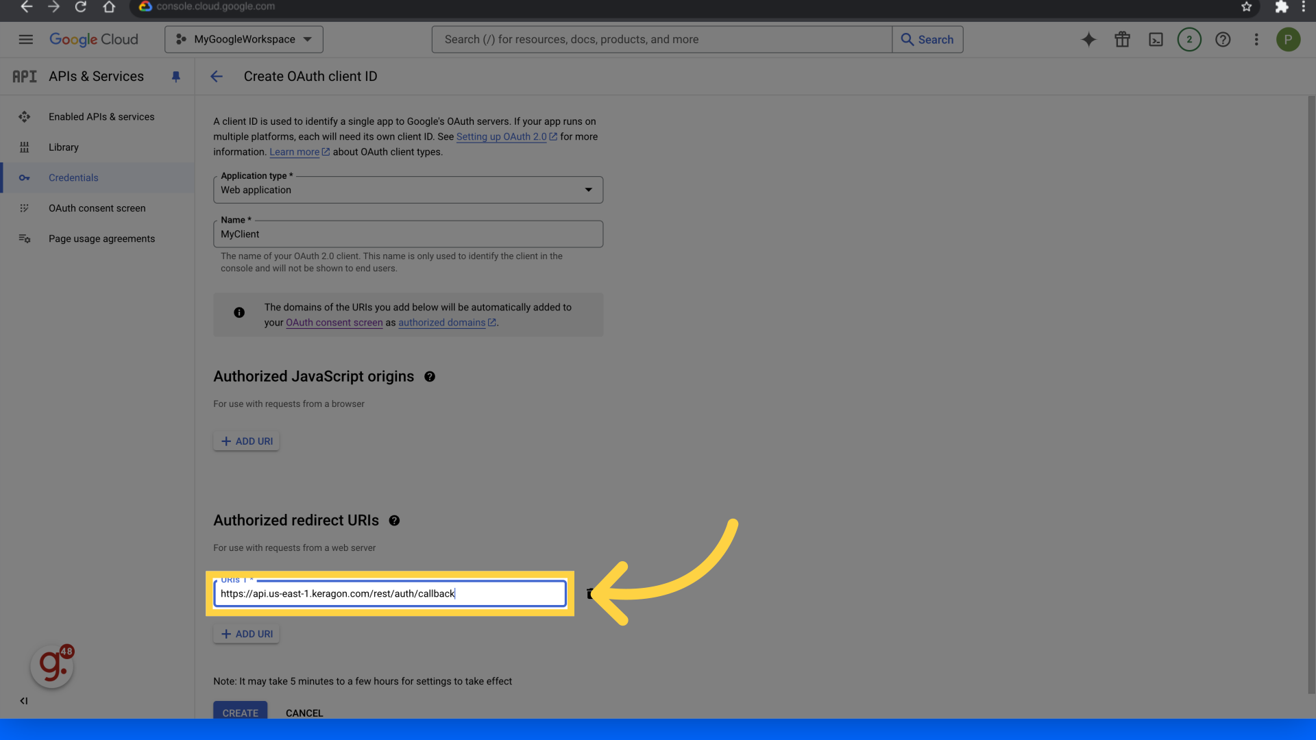 Fill 'https://api.us-east-1.keragon.com/rest/auth/callback'