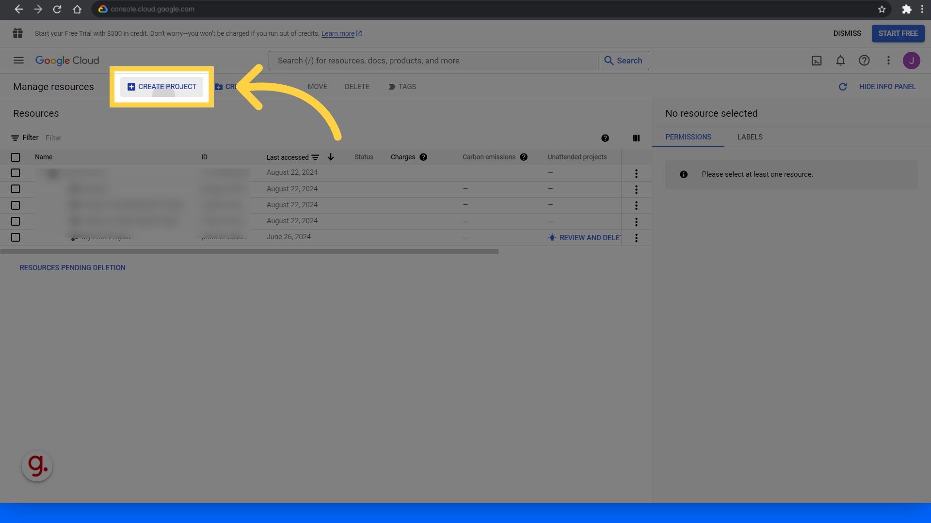 Click 'Create project'