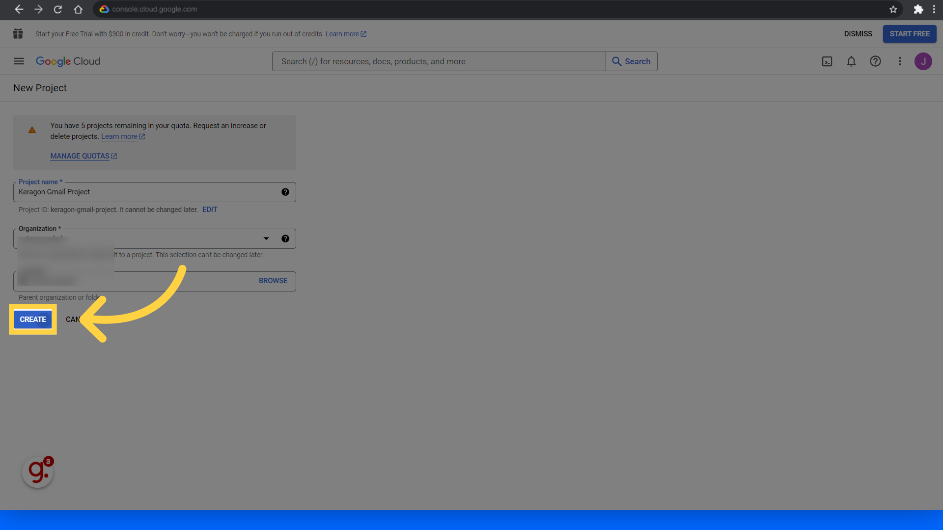 Click 'Create'