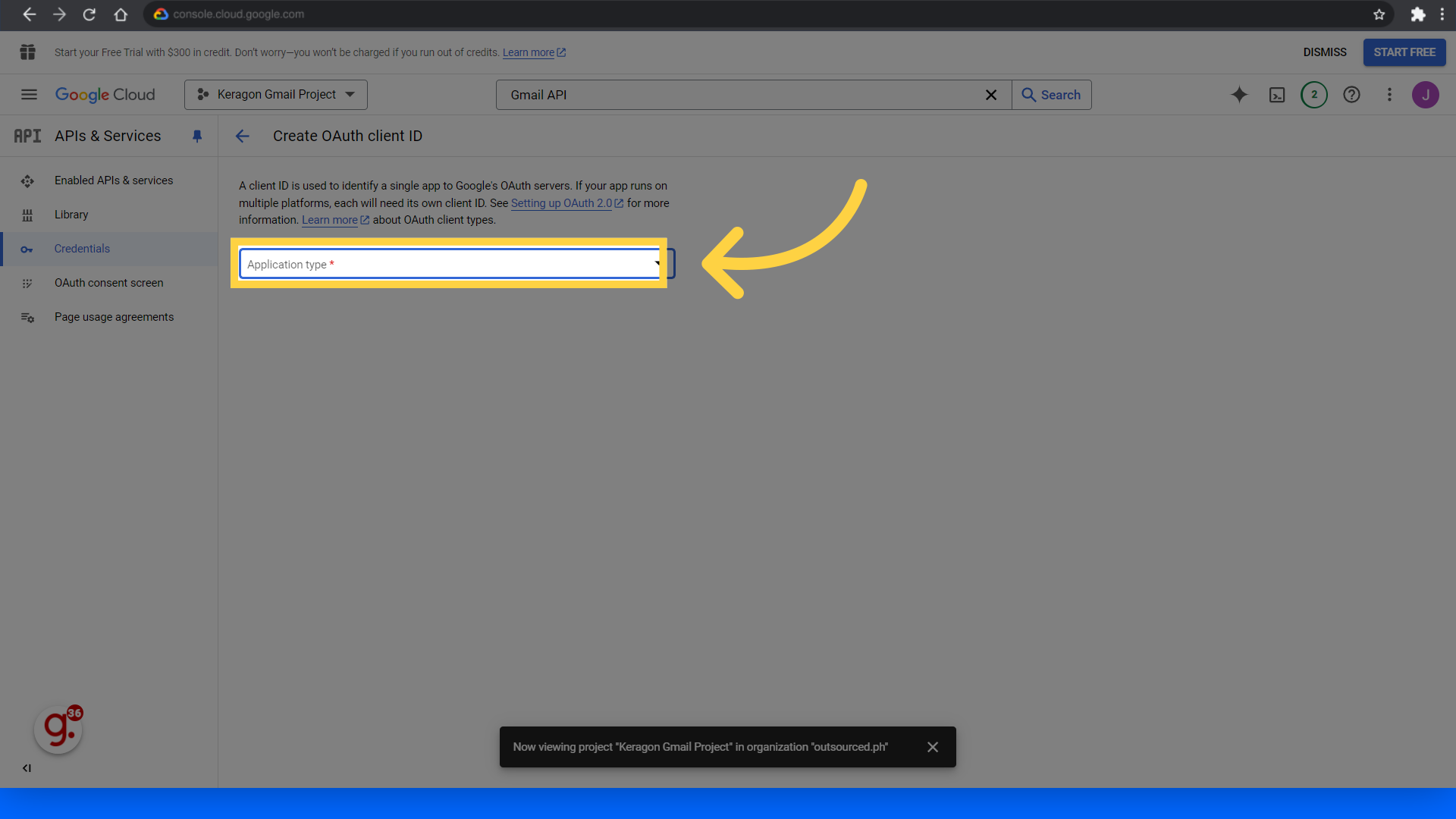 Click 'Application type'