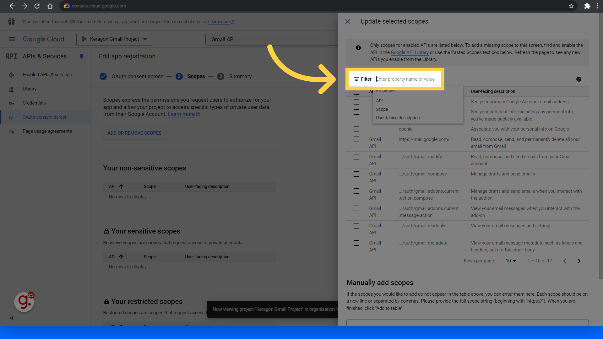 Search for 'Gmail API'