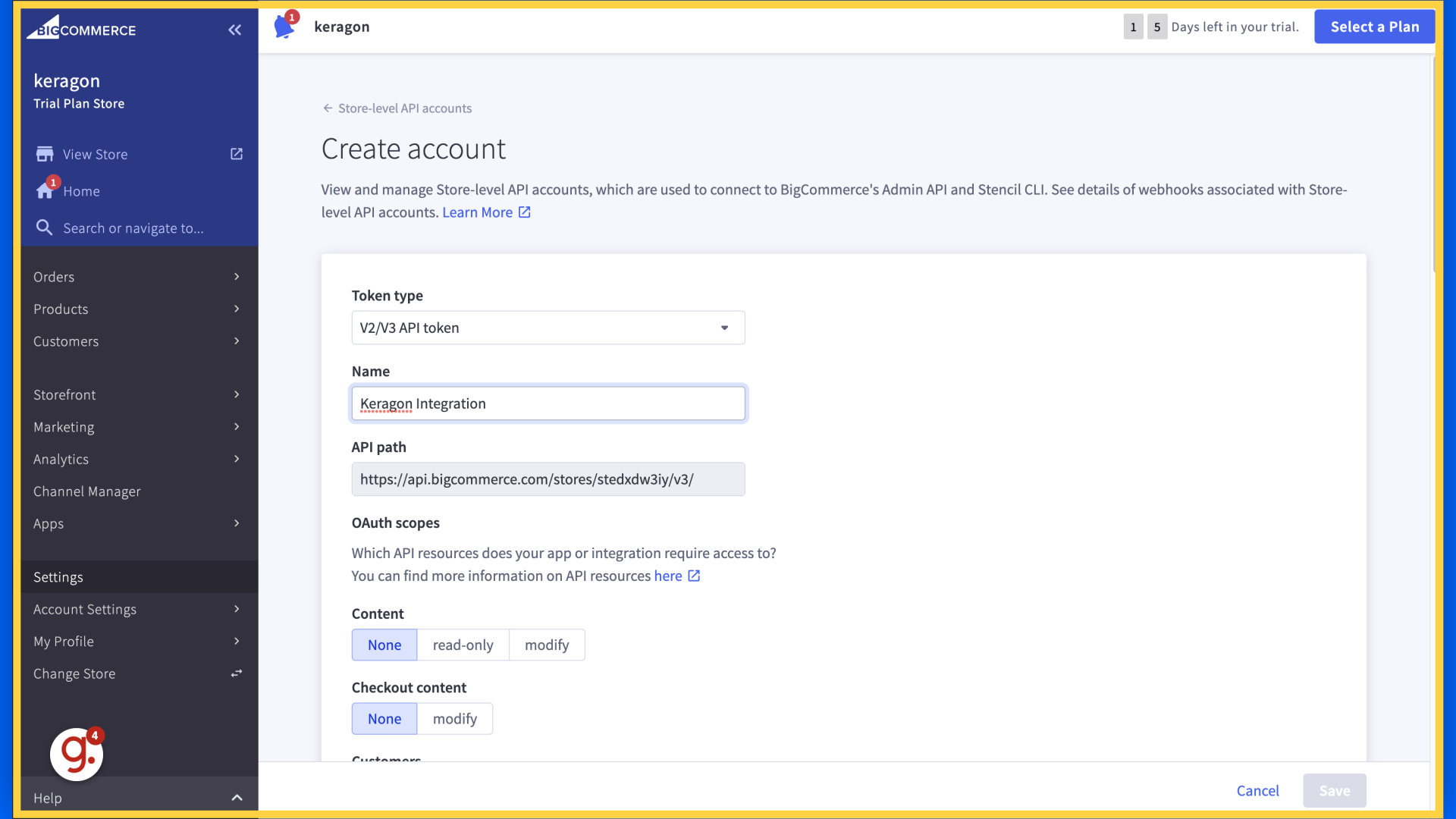 Fill 'Keragon Integration'