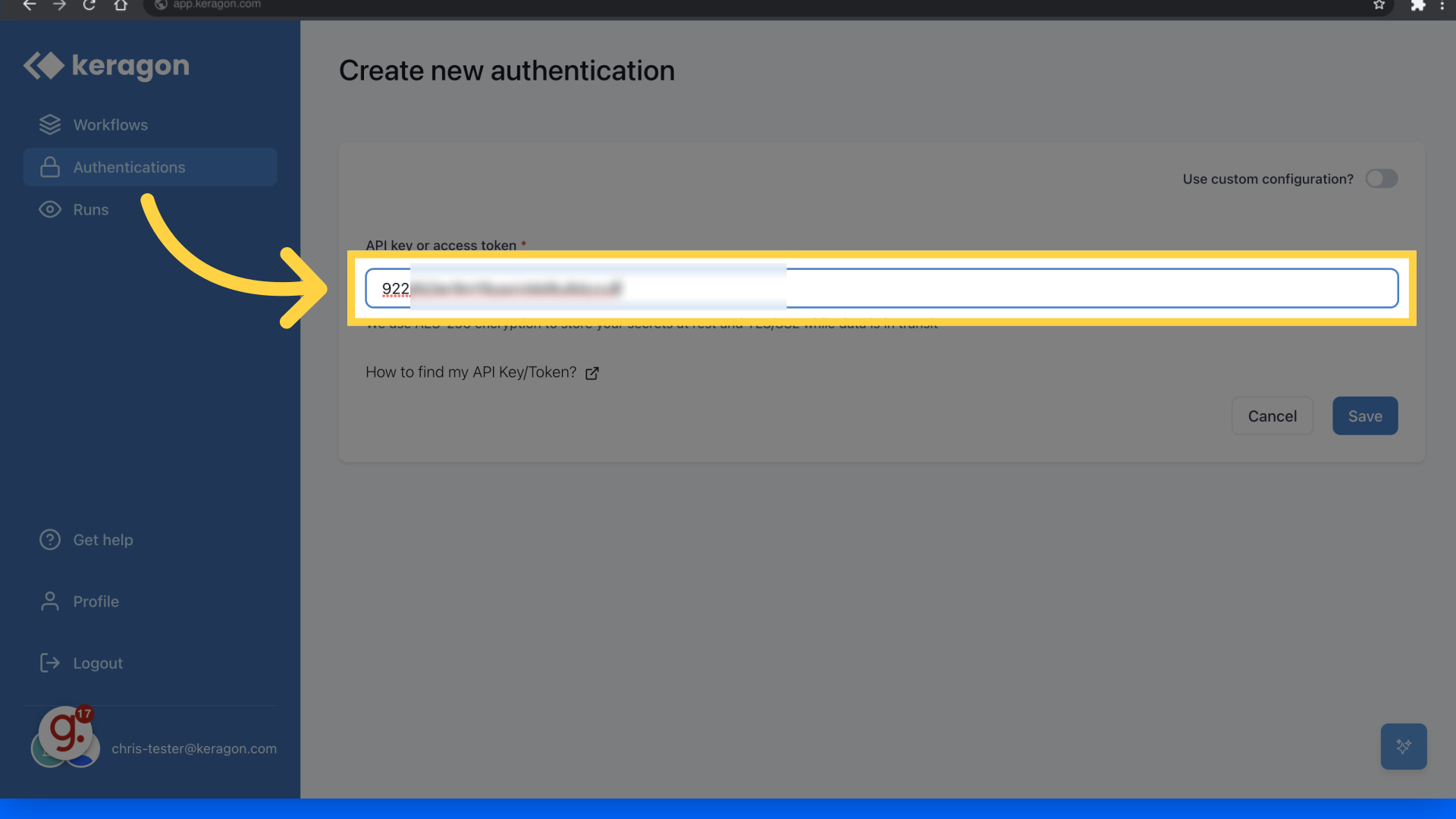 Paste your access token from bigcommerce