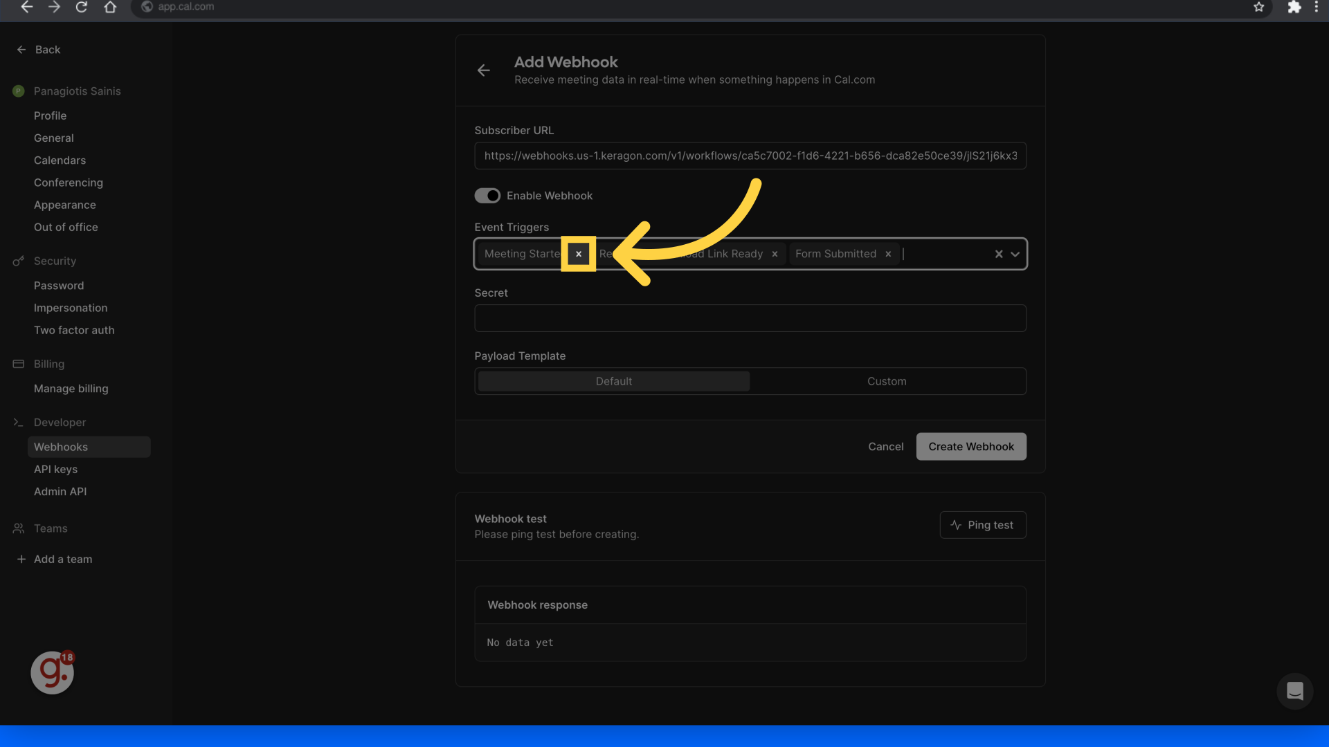 Remove unwanted events