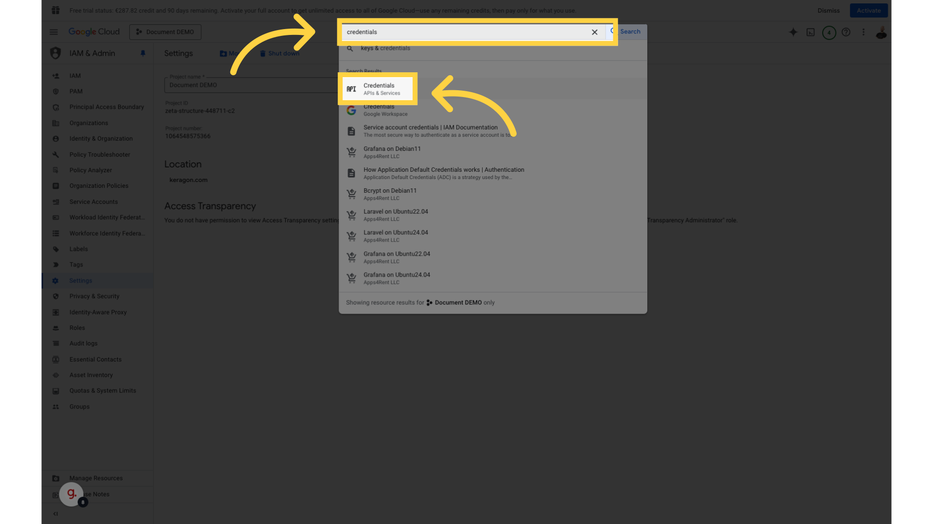 Search and select 'APIs & Services'