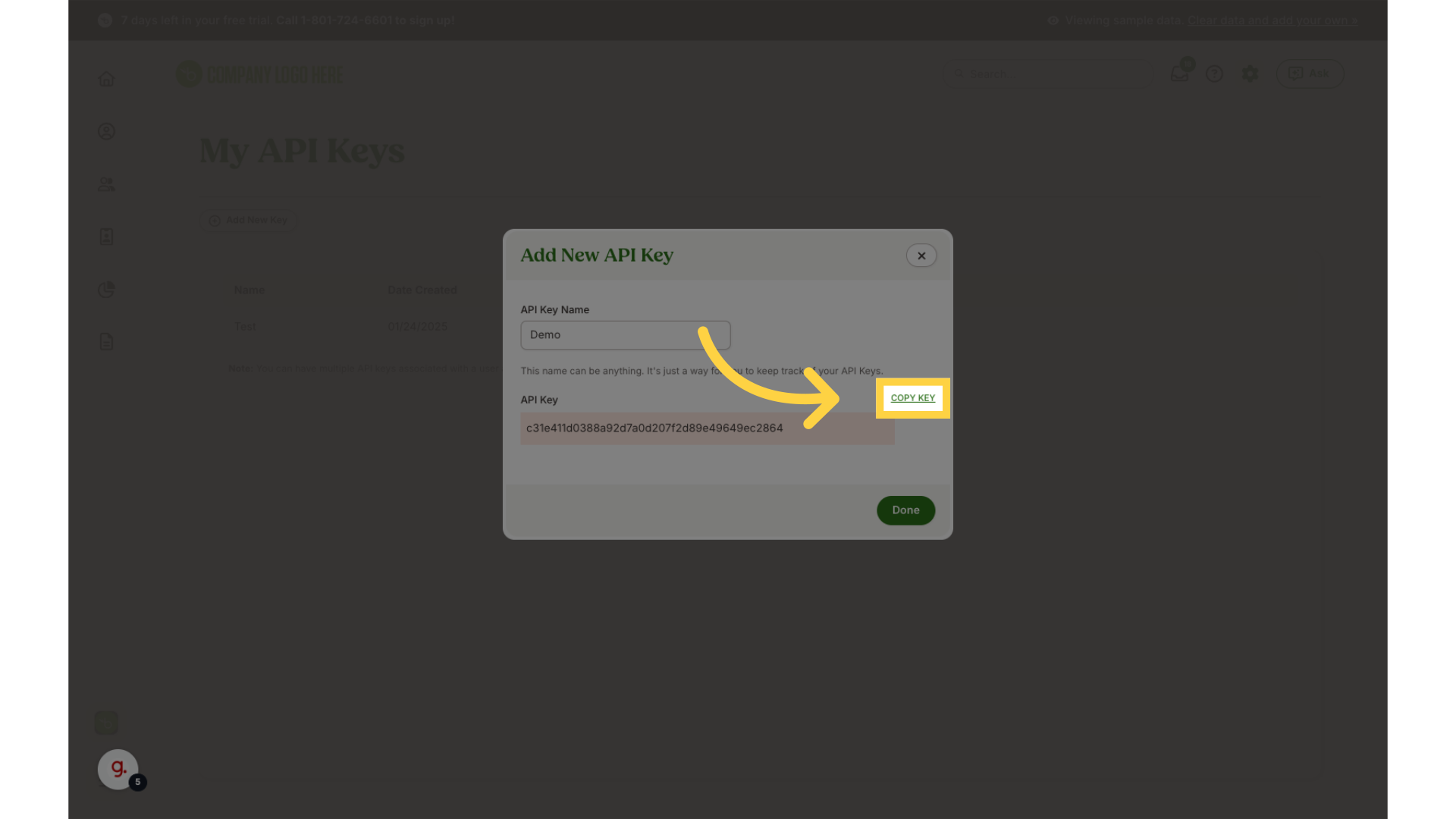 Click 'Copy key'