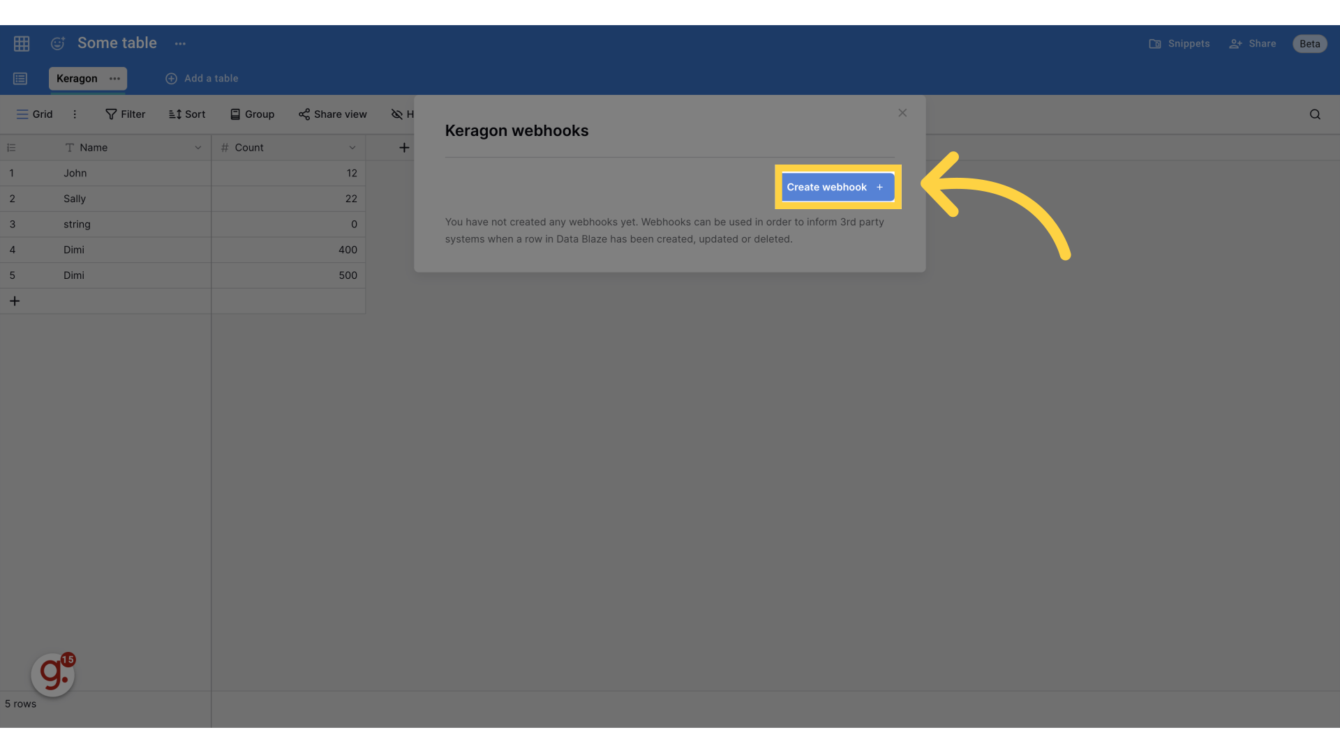 Click 'Create webhook'