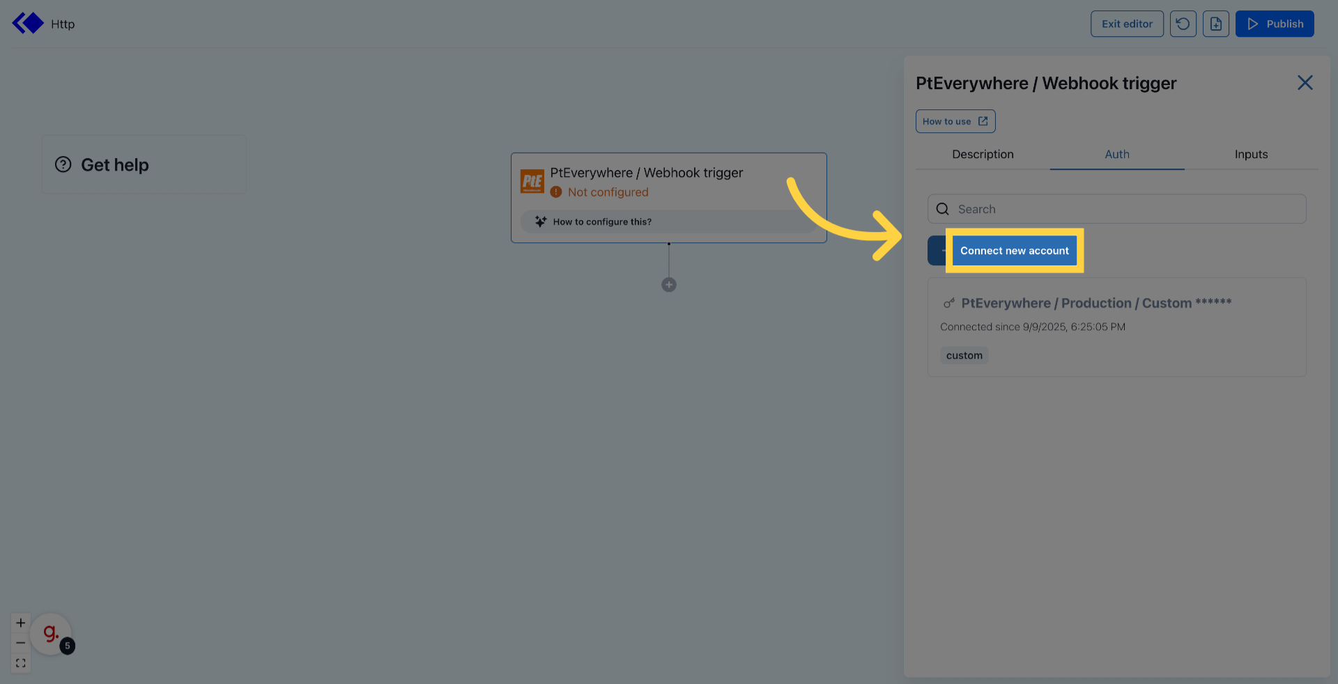 Click 'Connect new account'