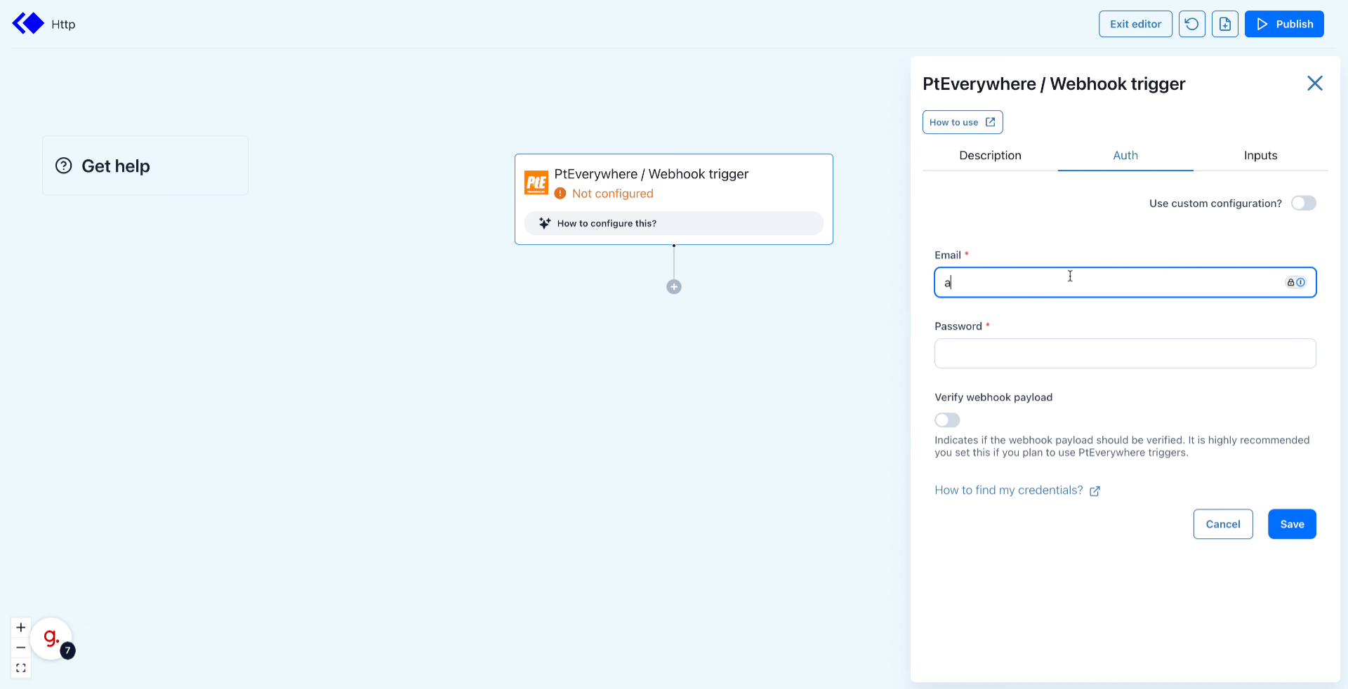 Fill in email and password