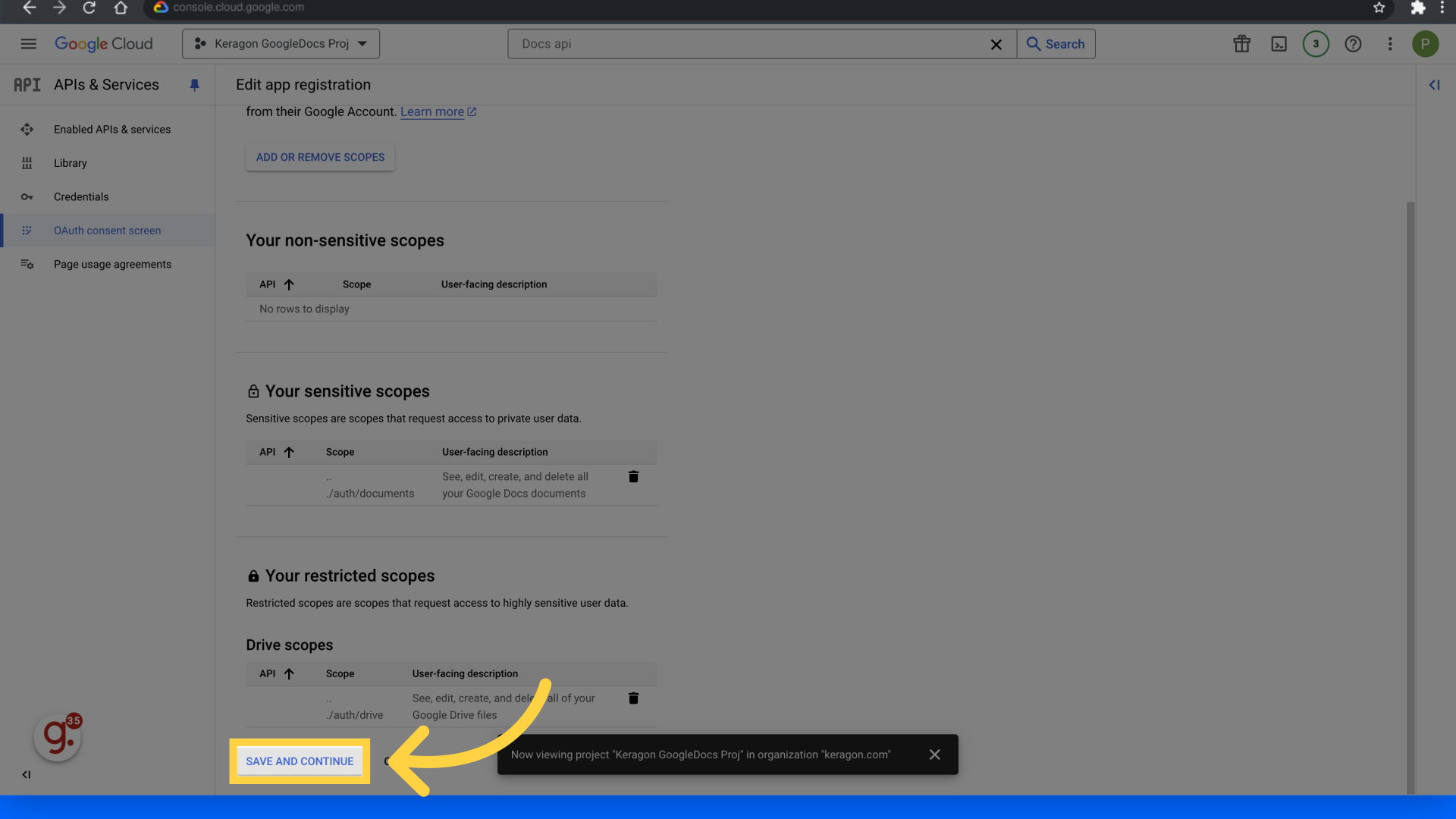 Click 'Save and continue'