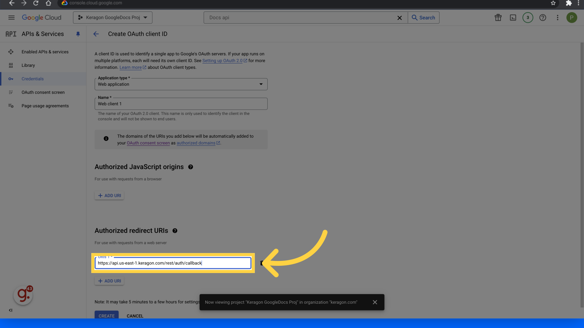 Fill 'https://api.us-east-1.keragon.com/rest/auth/callback'