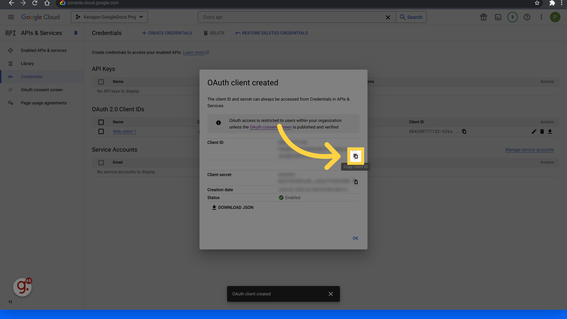 Copy your Client ID