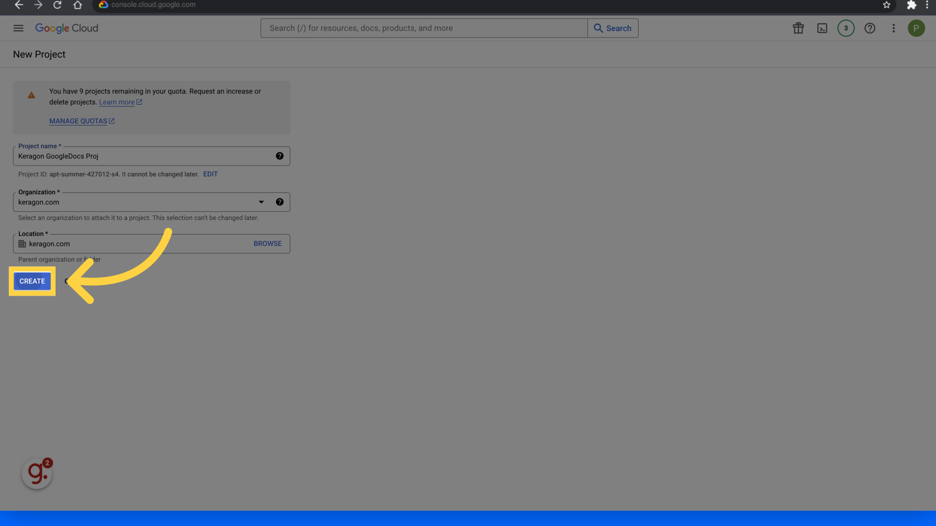 Click 'Create'