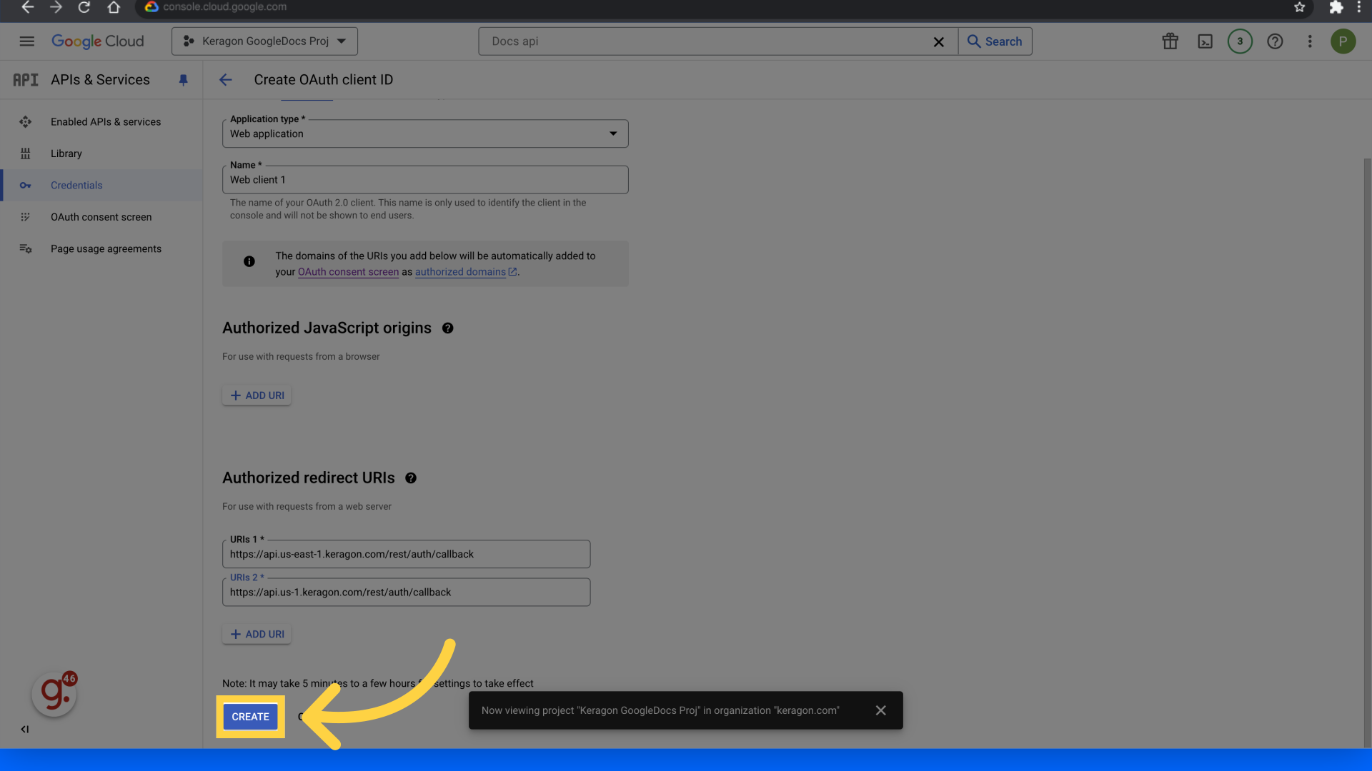 Click 'Create'