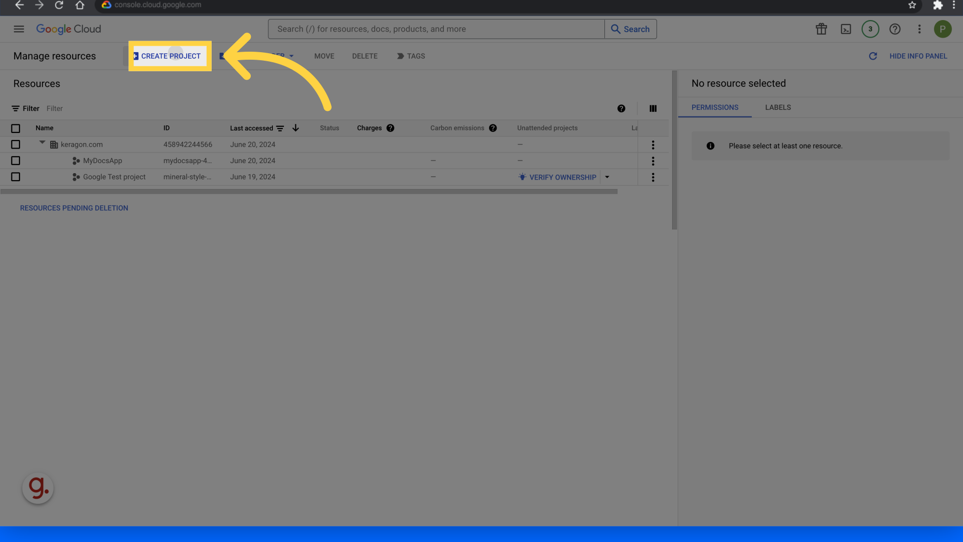 Click 'Create project'