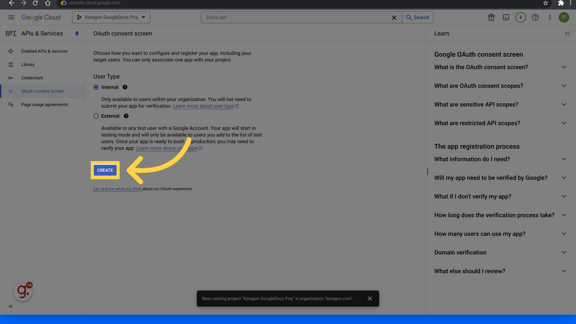 Click 'Create'