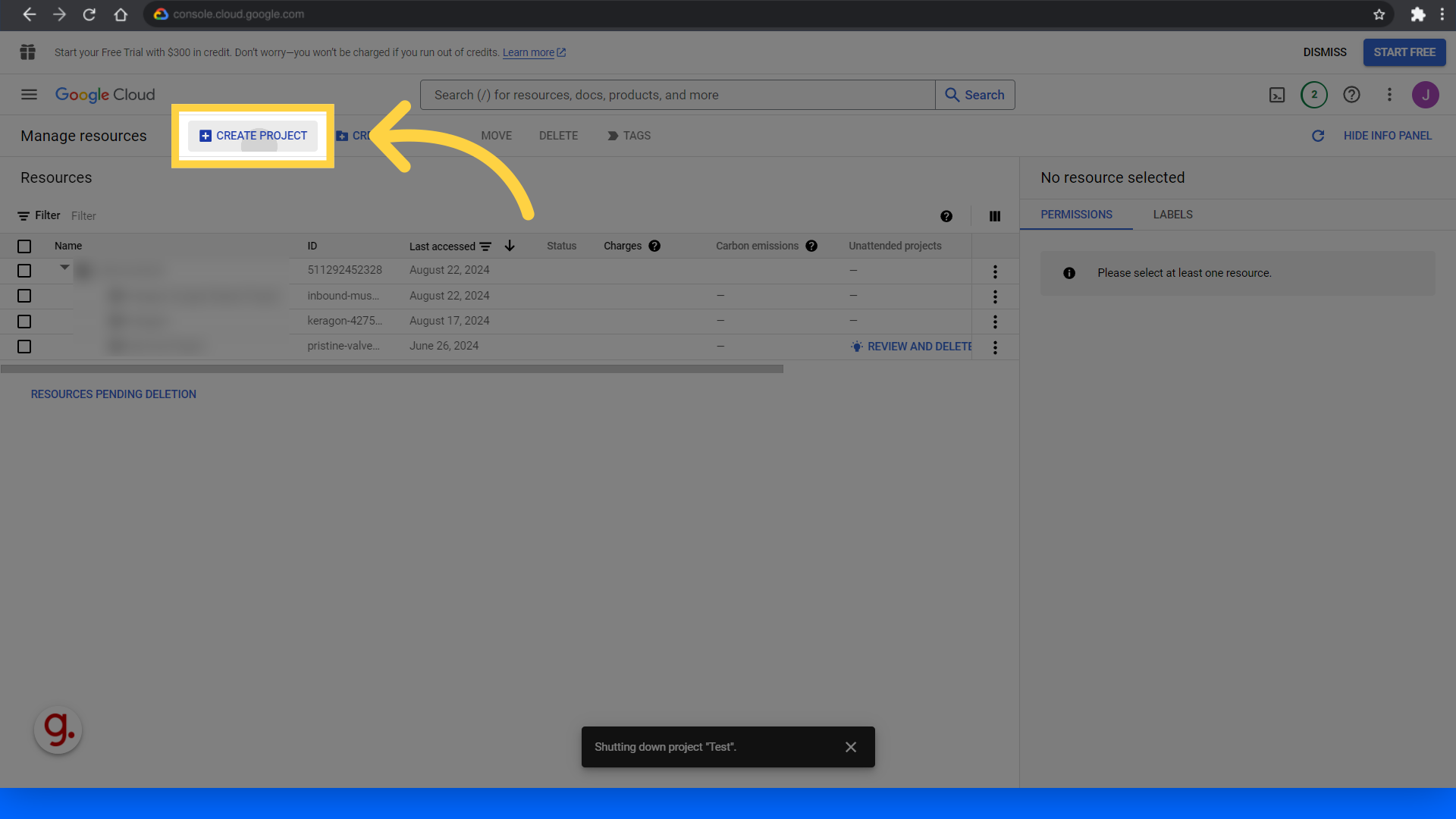 Click 'Create Project'
