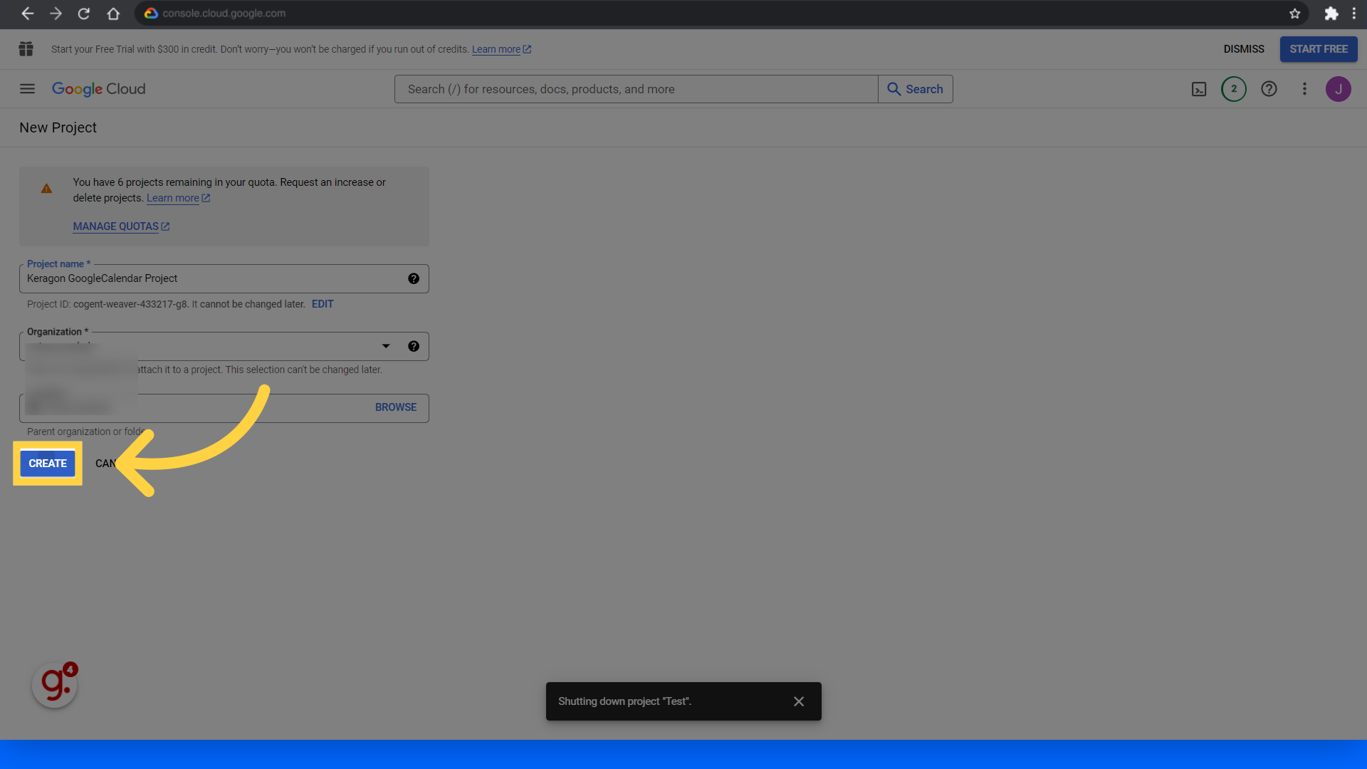 Click 'Create'